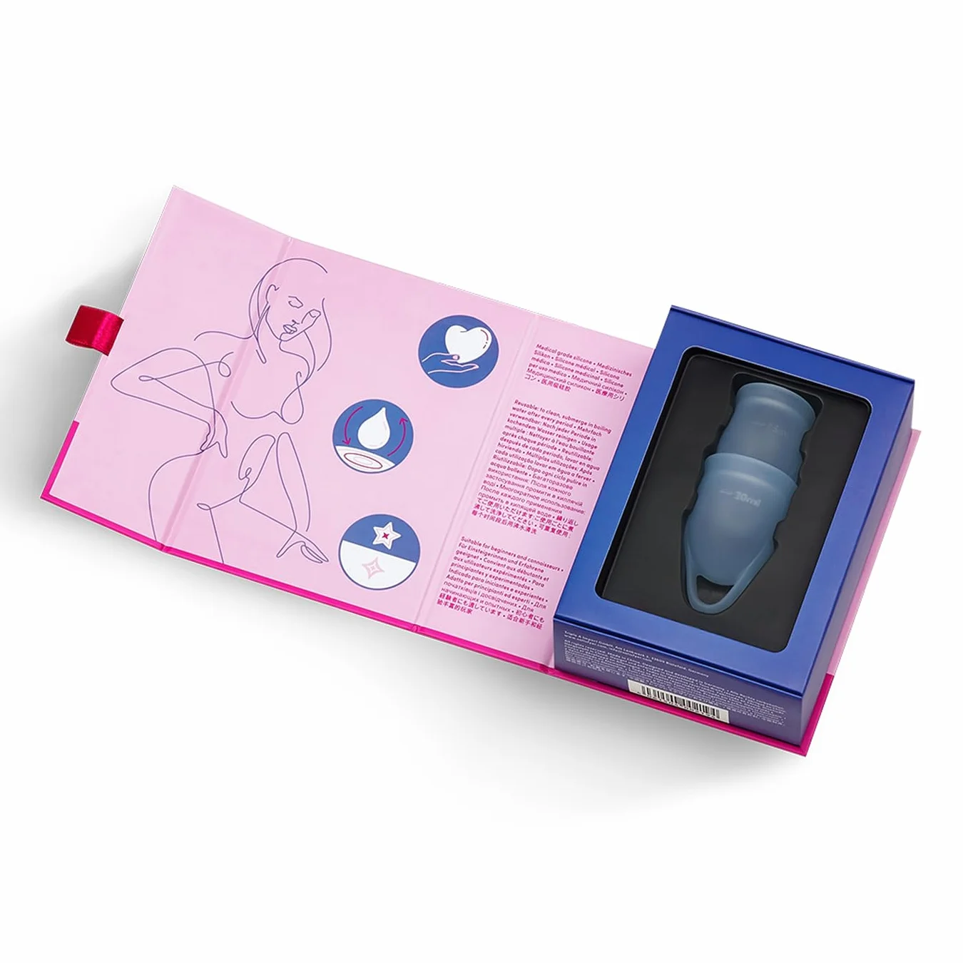 Satisfyer, kubeczki menstruacyjne,Feel Confident - Menstrual Cup Set', 2 sztuki, 15 i 20 ml, wielokrotnego uzytku, trwale, latwe do czyszczenia, kolor:niebieski