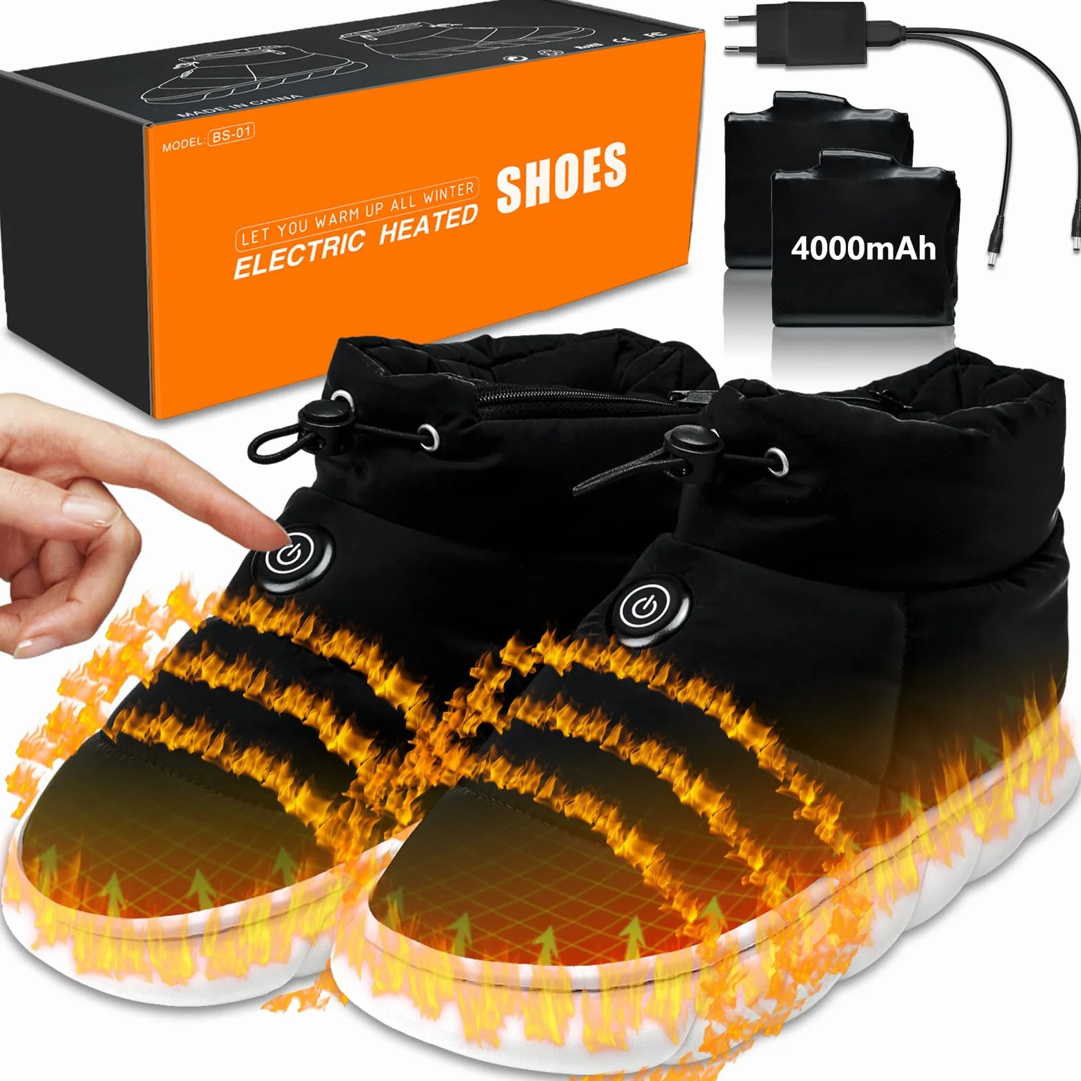 ZONSUSE Ogrzewane buty elektryczne 3,7 V 4000 mAh 3 poziomy ogrzewania