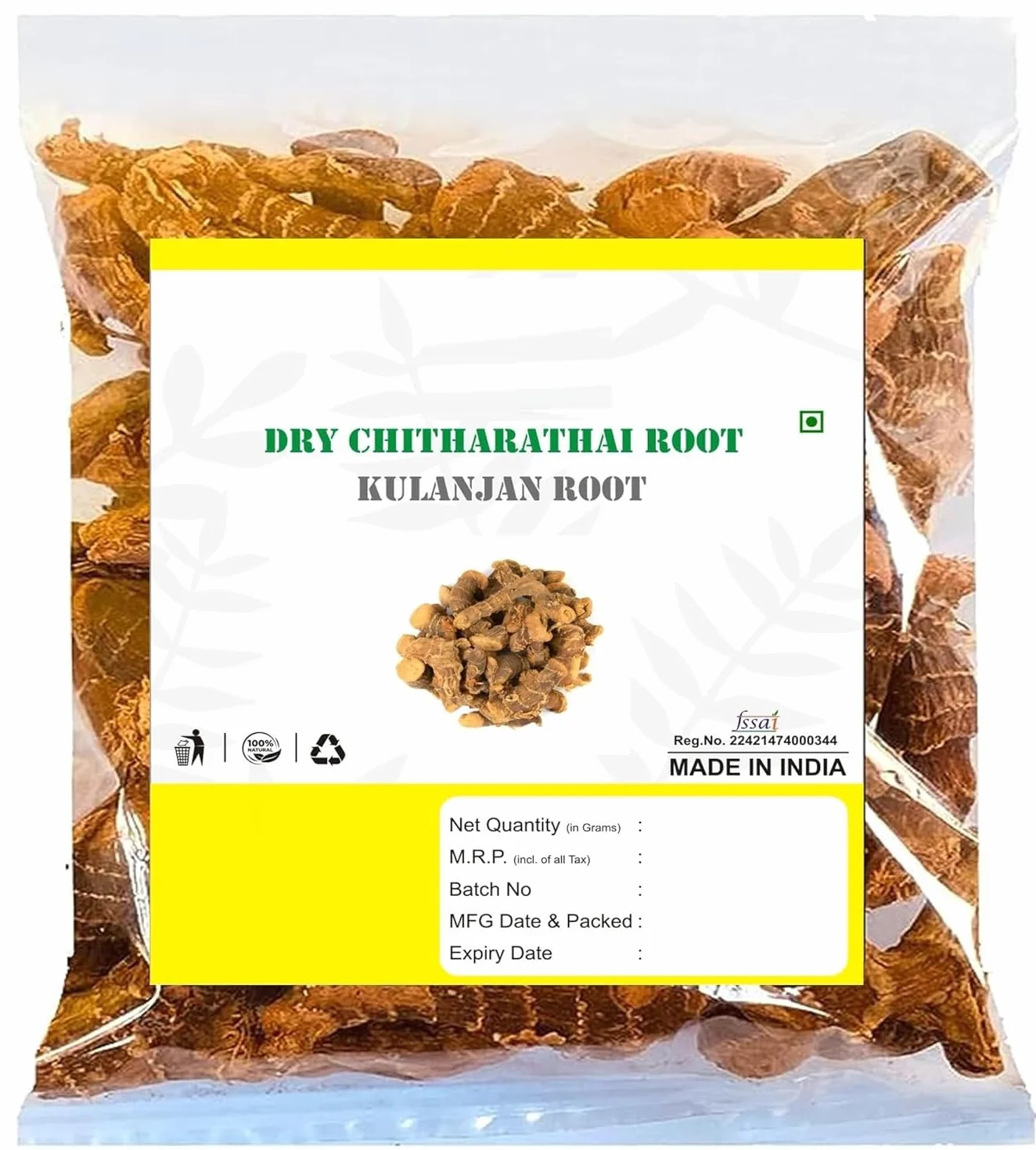 JEVR suchy korzeń chitharathai, 200 g, korzeń Kulanjan, Sanna-Dumparashtrakamu, mały galangal, korzeń rasna, 2 x 100 g