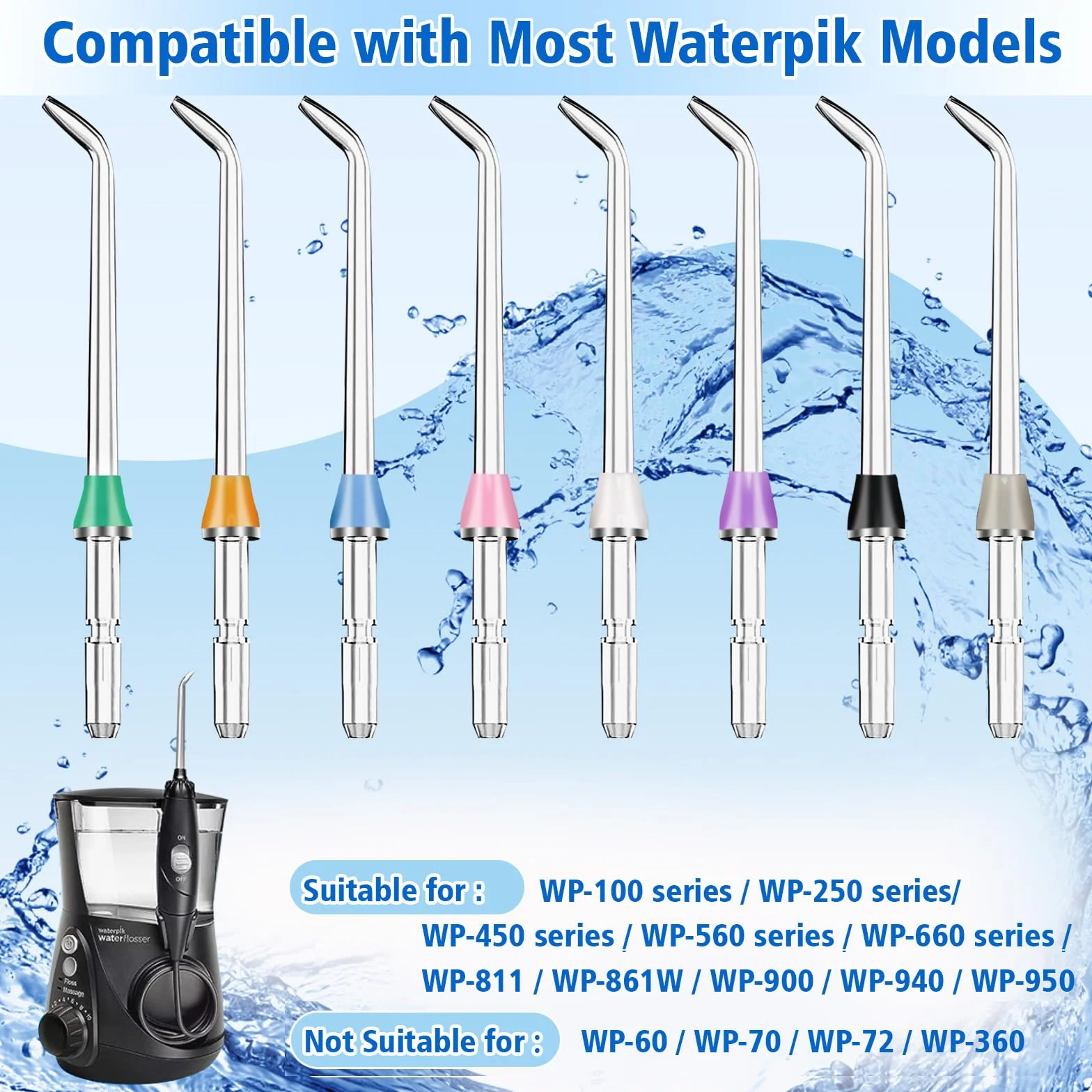 Waterpik końcówki wymienne do irygatora, 8 sztuk, zamienne, kompatybilne