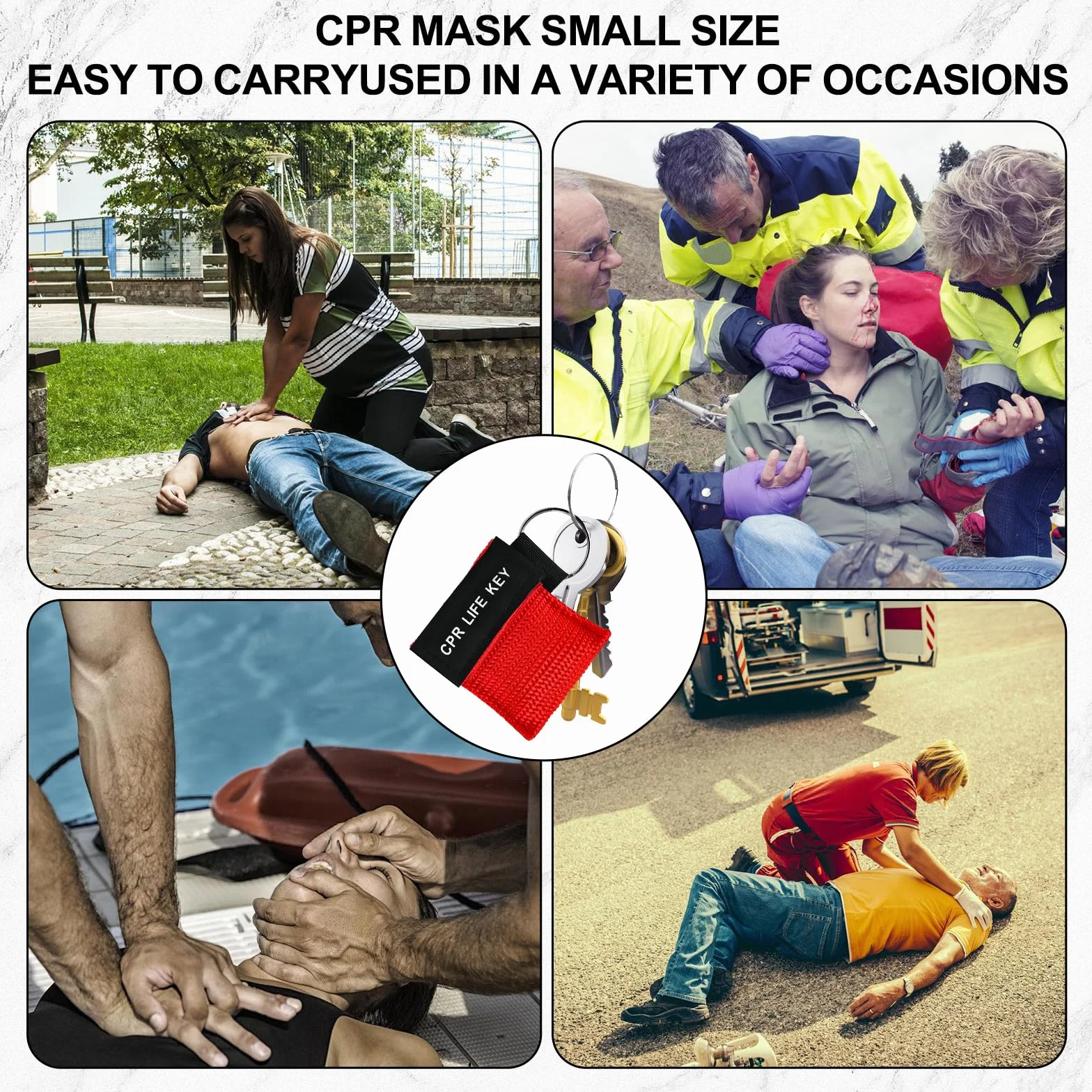 10 masek wentylacyjnych, breloczek do kluczy, maska CPR, maska do oddychania, maska do oddychania, maska kieszonkowa do pierwszej pomocy lub treningu AED (czerwone)