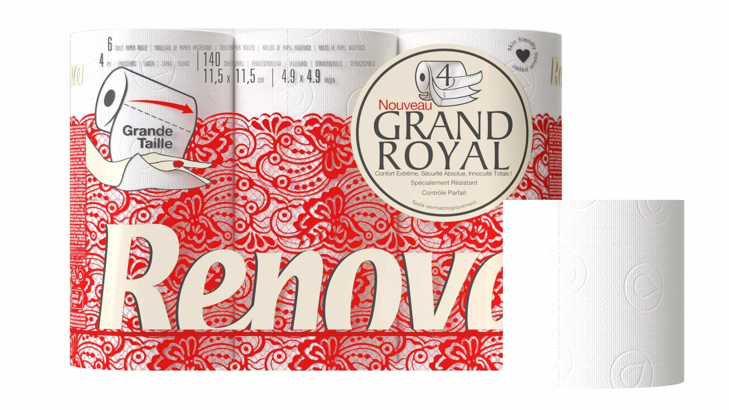 Renova Grand Royal 200074312 Papier Toaletowy, Biały, 6 rolek