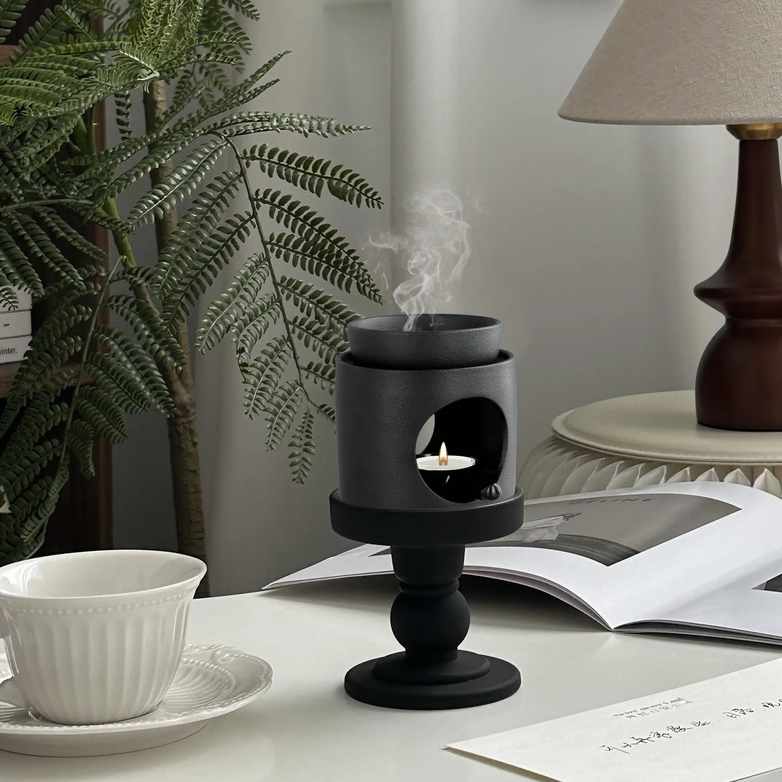 Ceramiczny palnik olejowy, dyfuzor aromatów, ceramiczna lampa zapachowa, podgrzewacz do olejków eterycznych, olejek zapachowy i wosk zapachowy, lampa zapachowa, dyfuzor olejków i wosku, palnik do