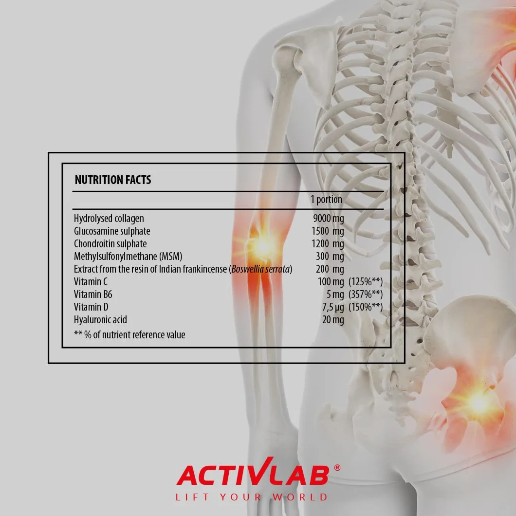 Activlab FLEX Xtra 400g Kolagen Typ I Glukozamina MSM Witamina C B6 D Hyaluronian Dla Stawów