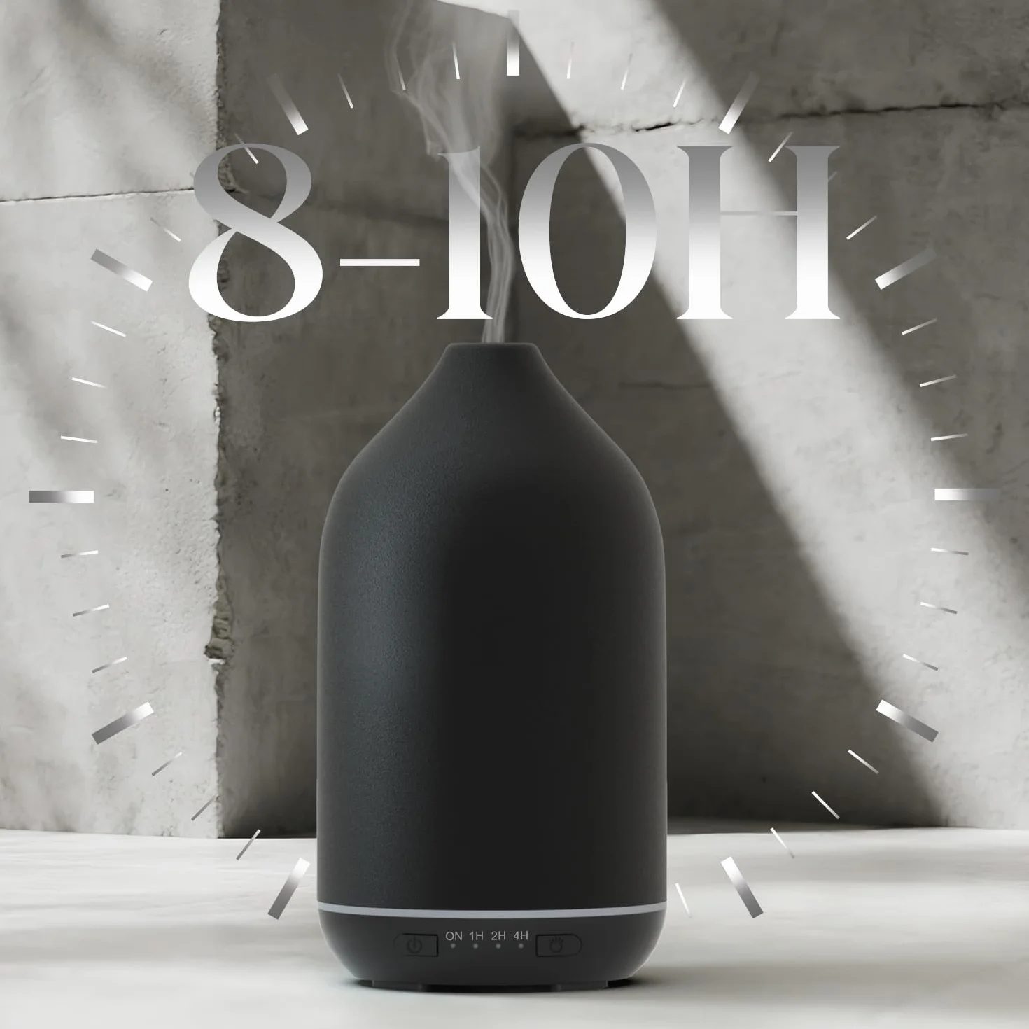 SALKING Dyfuzor olejków eterycznych, 200 ml, ceramiczny dyfuzor nawilżacz, ultradźwiękowy dyfuzor olejków eterycznych z 7 kolorami LED, automatyczne wyłączanie, timer, czarny