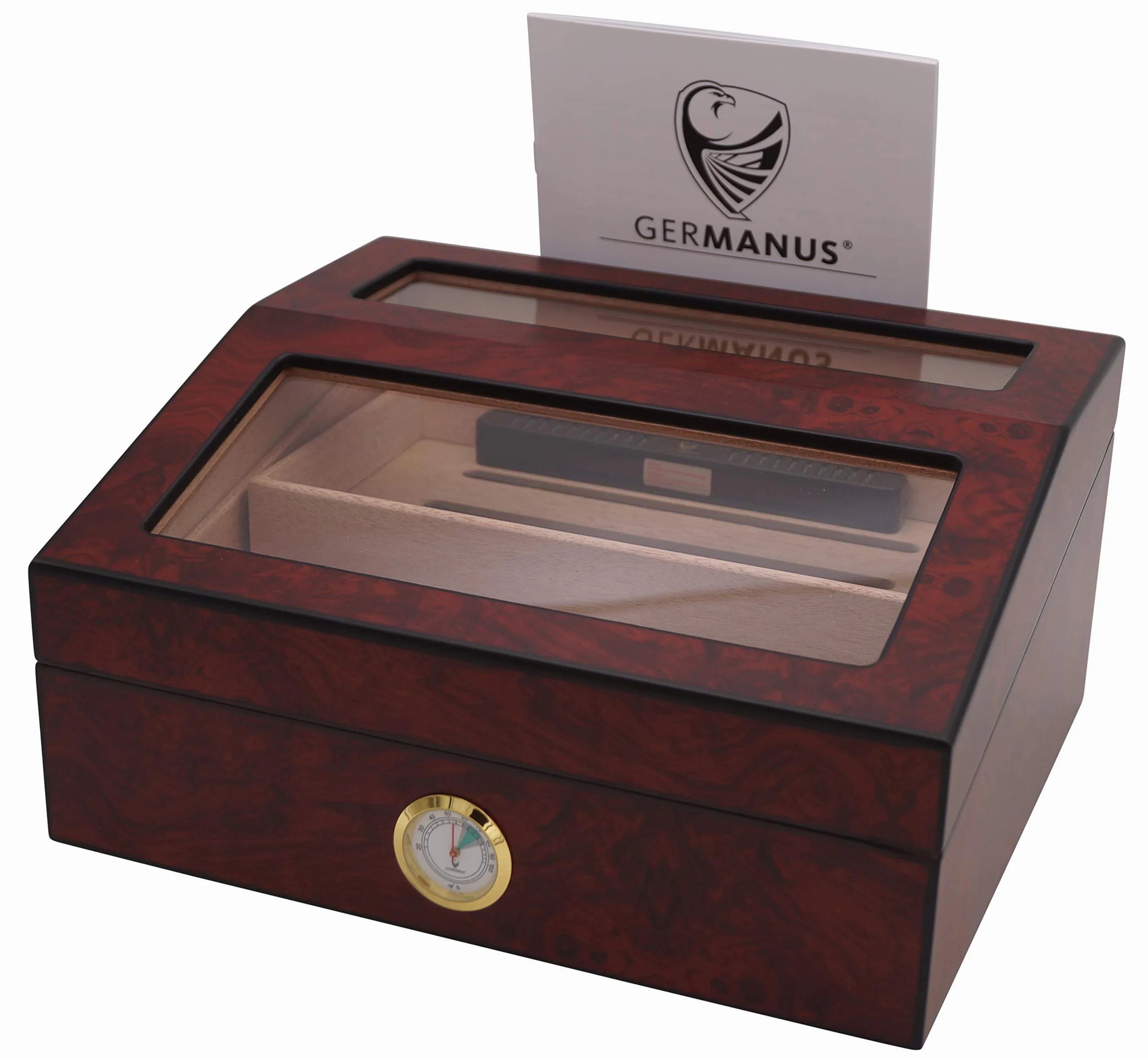 Germanus Humidor 224 z nawilżaczem kryształowym i higrometrem, brązowy