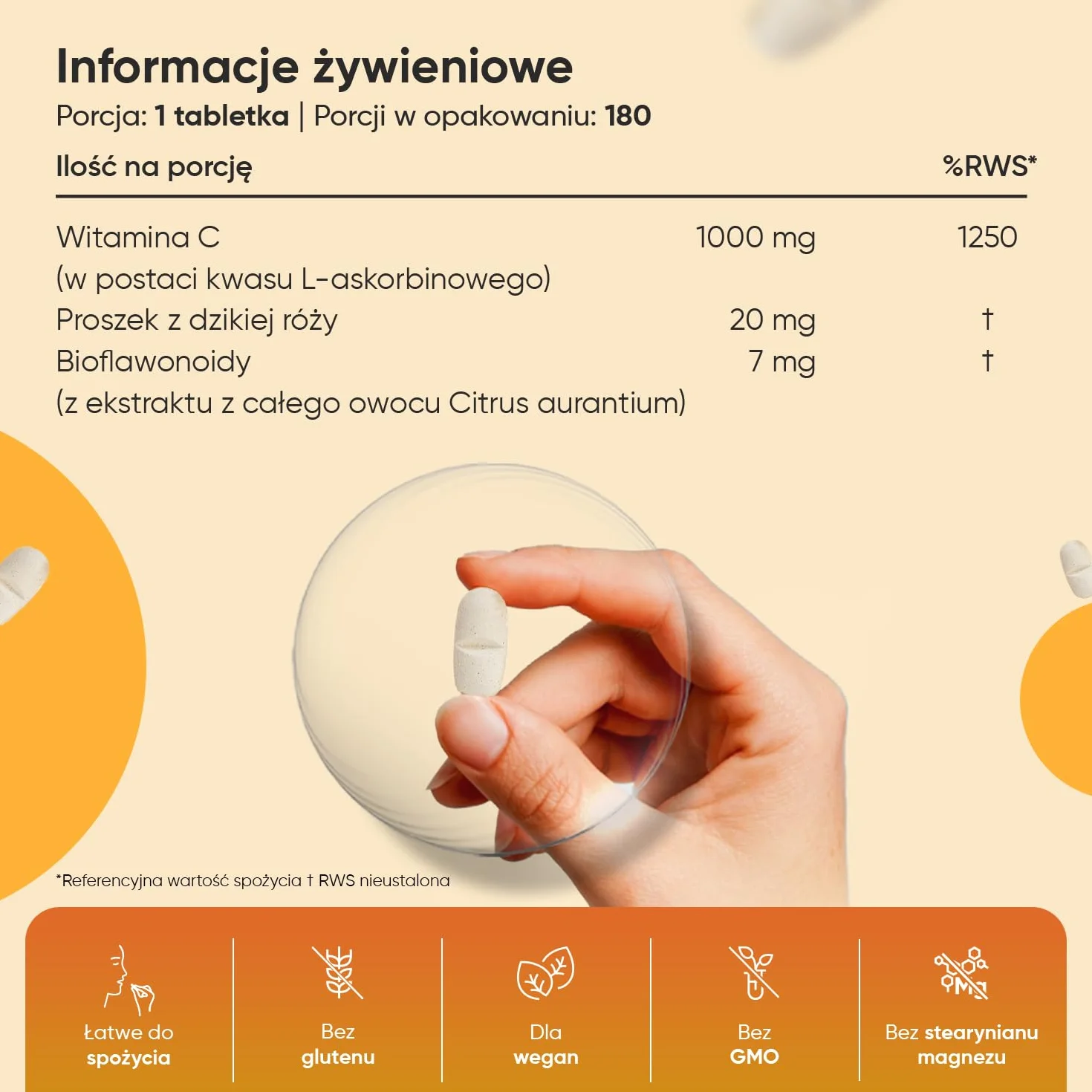 Witamina C 1000 mg, 180 tabletek wegańskich z bioflawonoidami i dziką różą, 6-miesięczna suplementacja – wspiera prawidłowe funkcjonowanie układu odpornościowego (EFSA), bez glutenu i GMO