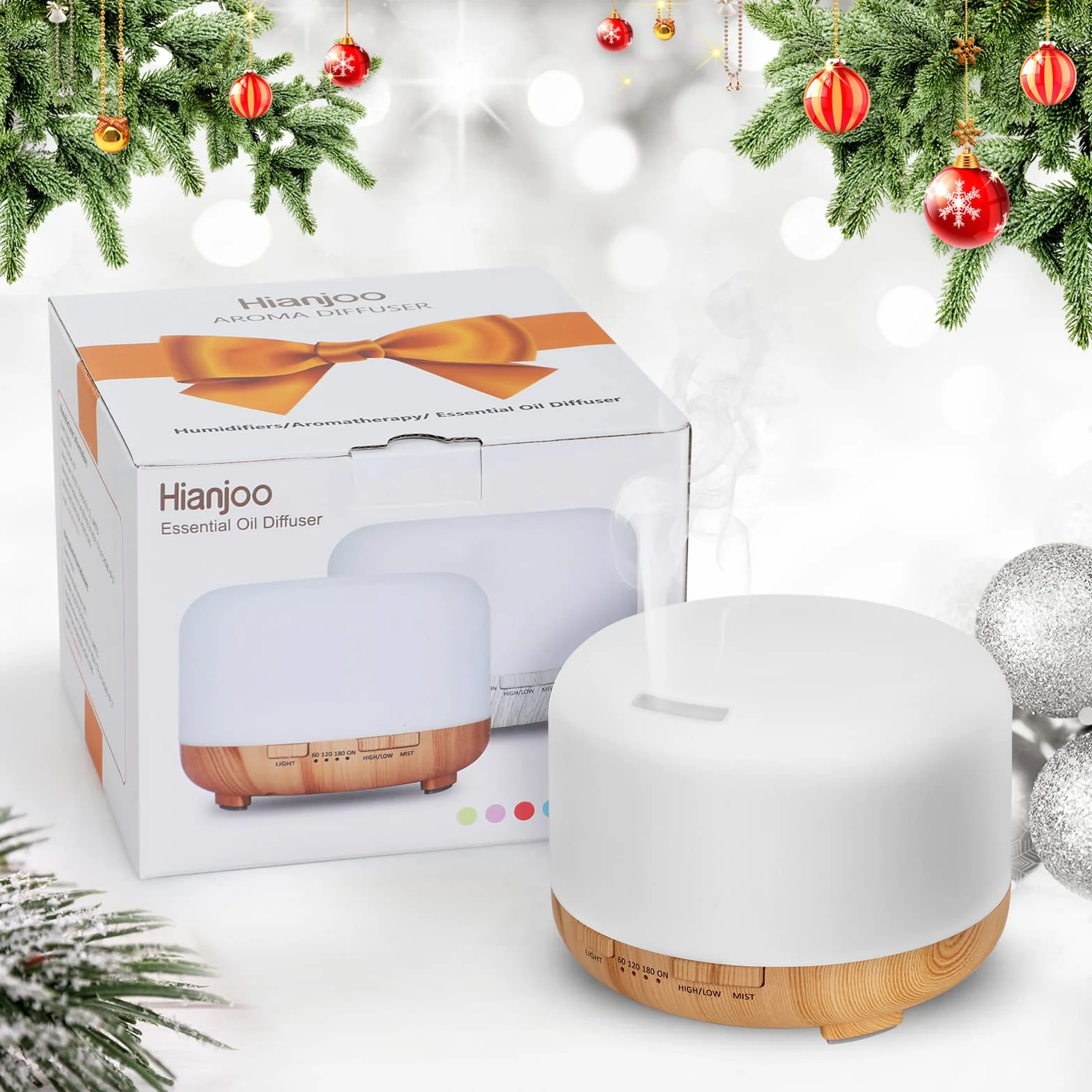 Hianjoo Dyfuzor zapachowy ultradźwiękowy 450 ml z timerem LED 7 kolorów