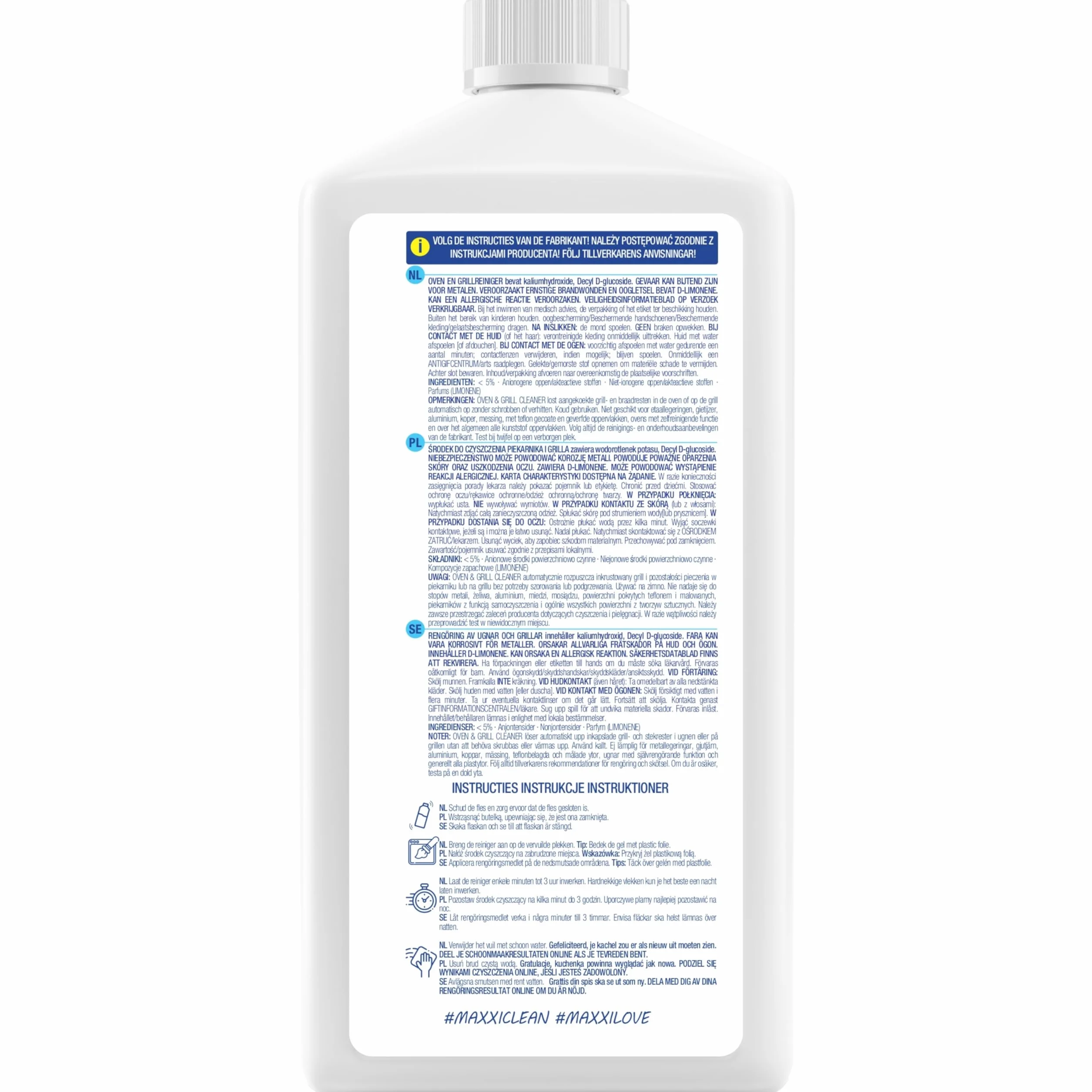 MAXXI CLEAN | Ekstra mocny środek do czyszczenia piekarników i grillów | 750 ml żelowej pasty | samoczynnie działający środek czyszczący i odtłuszczający | do kuchenek i grillów