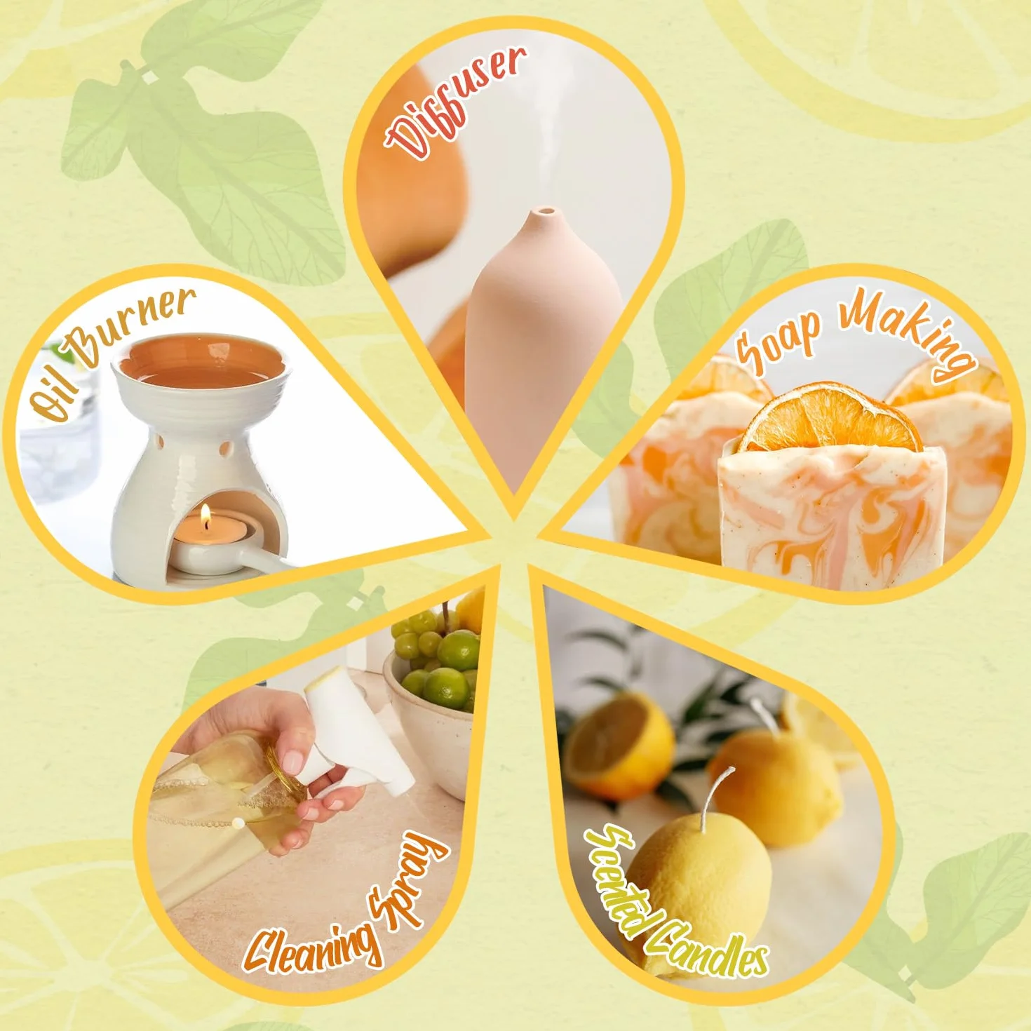 SALKING Olejki eteryczne cytrusowe do nawilżacza dyfuzora 100% naturalny słodka pomarańcza bergamotka cytryna grejpfrut limonka yuzu