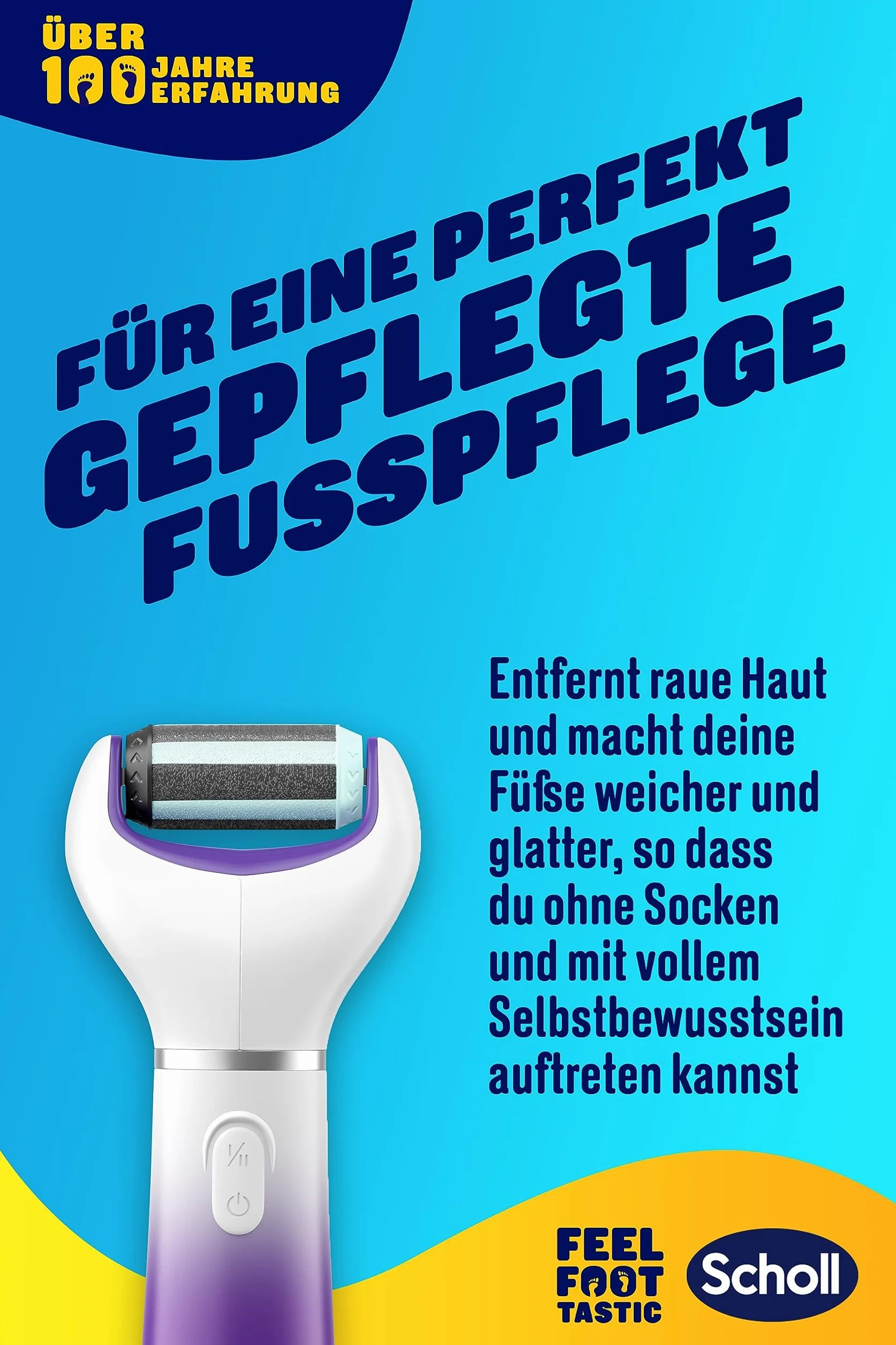 Scholl Expert Care 2 w 1 File & Smooth elektryczny przyrząd do usuwania zrogowaciałego naskórka, dla jedwabiście miękkich stóp, elektrycznie fioletowy