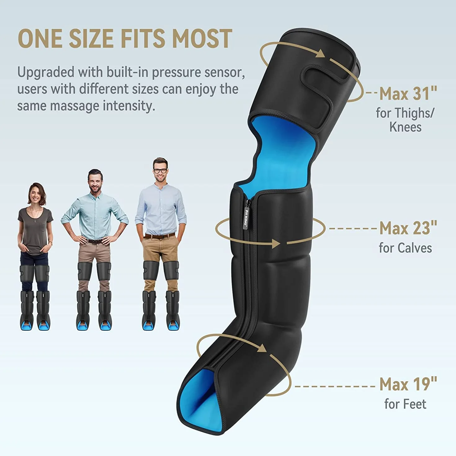 FIT KING Masażery nóg do bólu i krążenia buty kompresyjne z ciepłem, masażer nóg do opuchniętych nóg, obrzęków, łagodzenie bólu RLS, regeneracja po ciężkim treningu