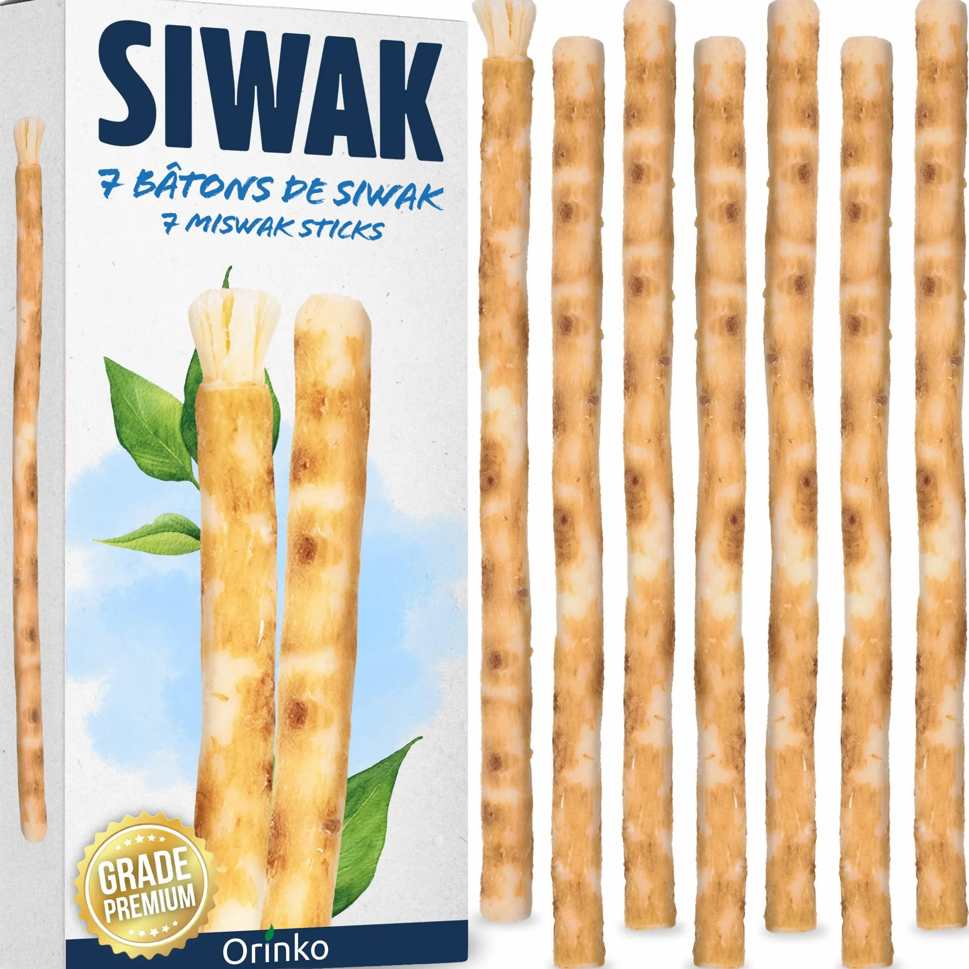 ORINKO 7 patyczków Siwaka - Naturalna szczoteczka do zębów Miswak do wybielania zębów