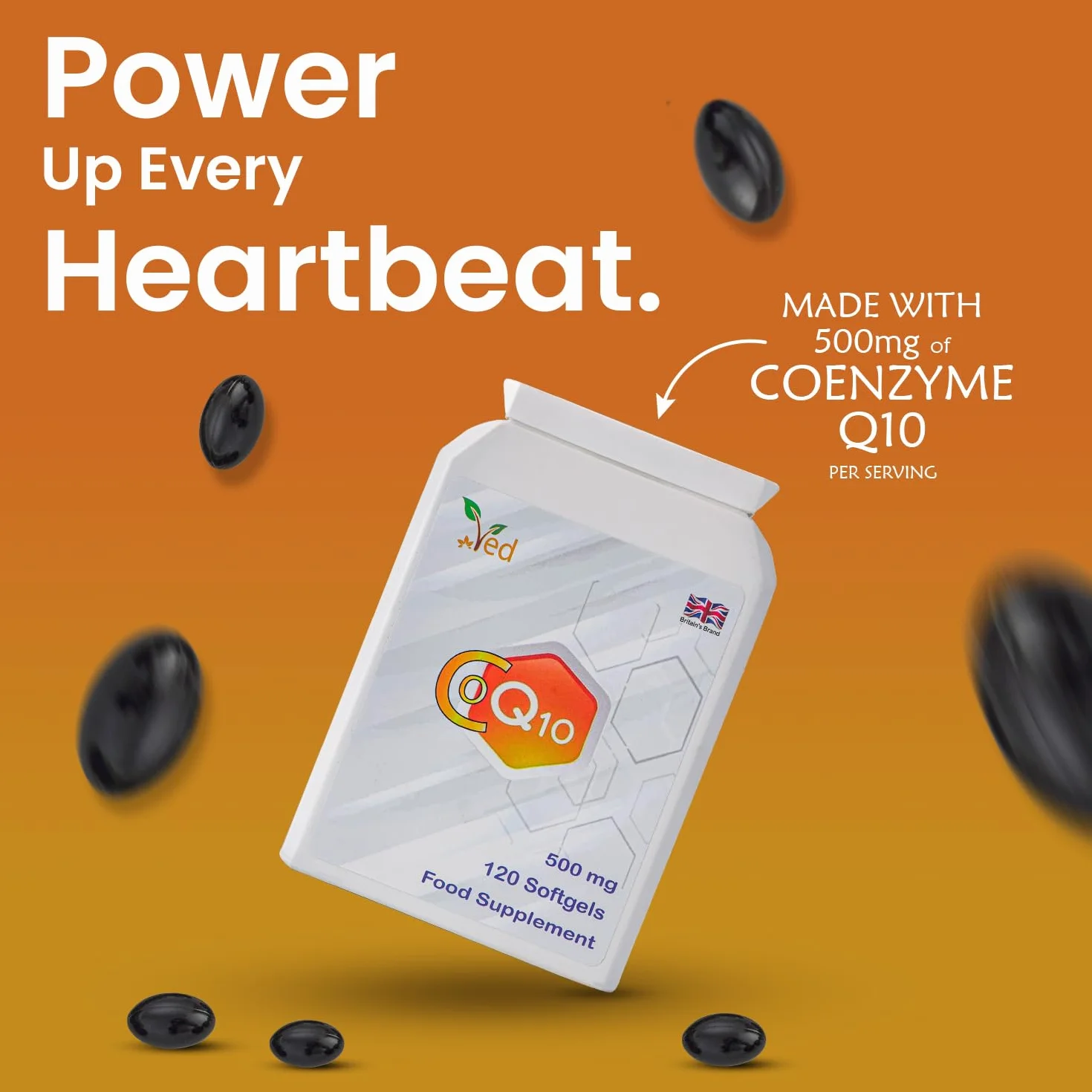 Ved CoQ10 500 mg Koenzym Q10 120 Kapsułek Naturalnie Fermentowany