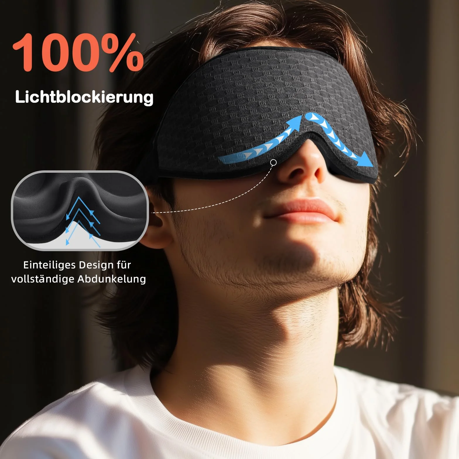 INNELO Maska do spania 3D ergonomiczna maska na oczy czarna