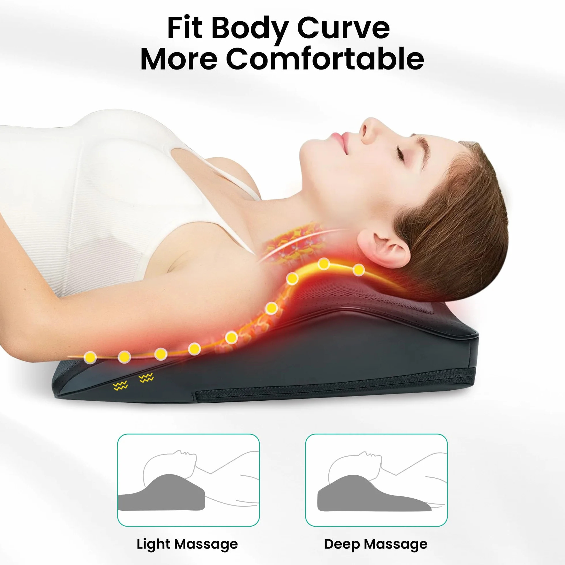 Snailax Poduszka do masażu Shiatsu 3D z ogrzewaniem na plecy, kark, ramiona