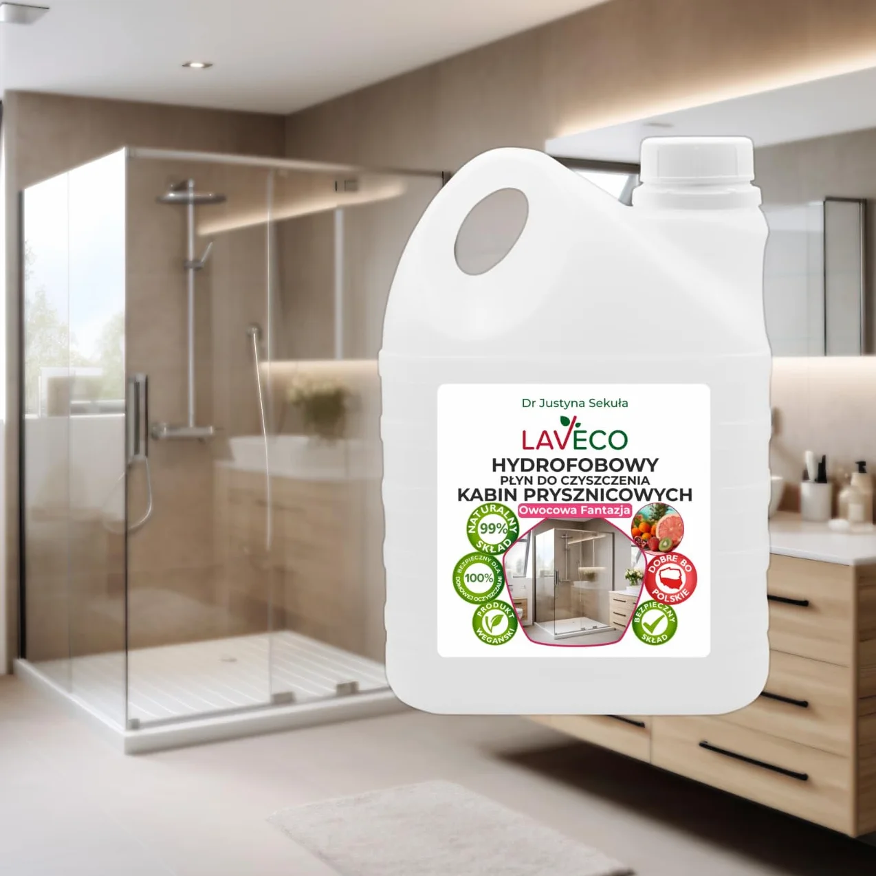 Hydrofobowy płyn do czyszczenia kabin prysznicowych – owocowa fantazja – 2 l
