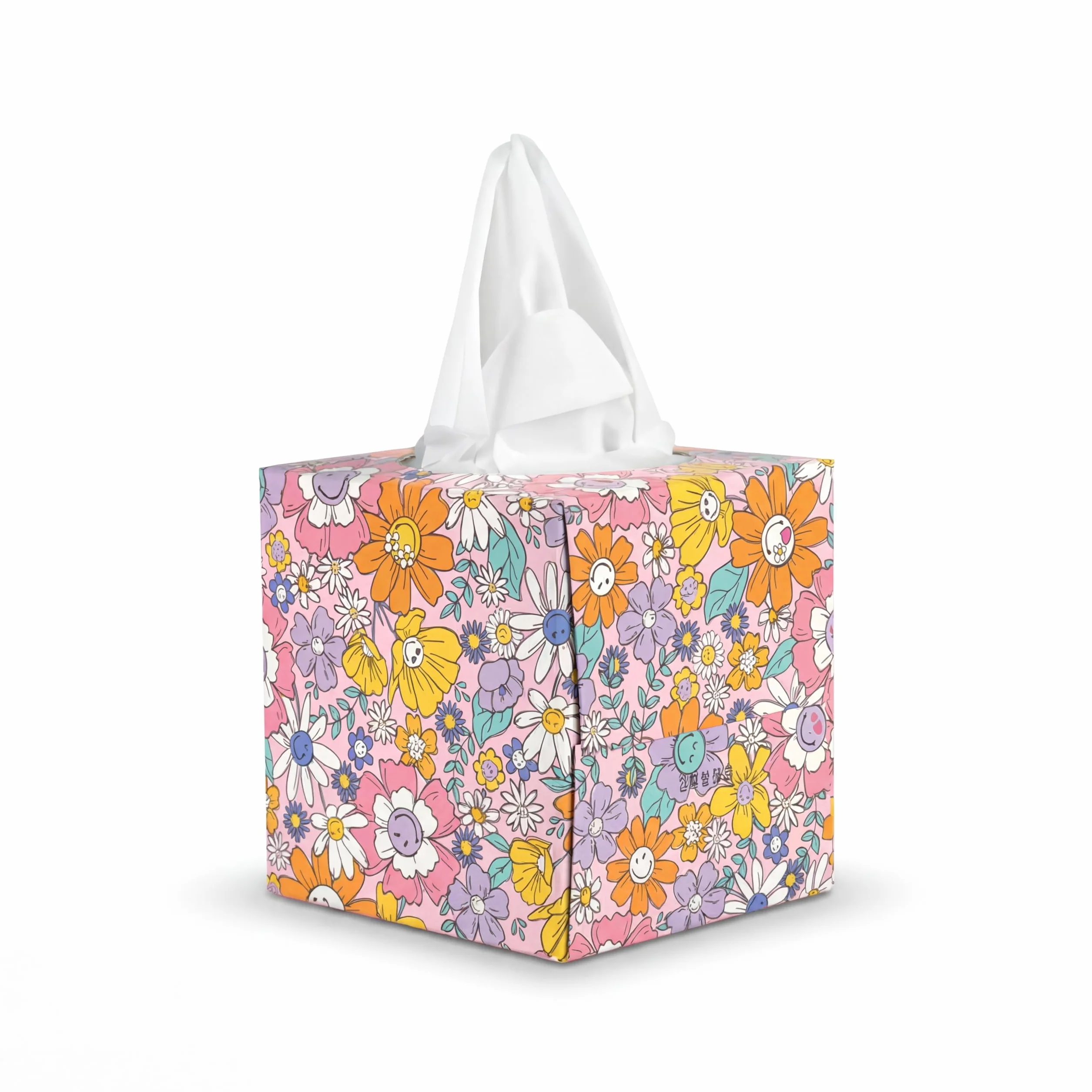 SMILEYWORLD Ultra Soft chusteczki higieniczne – 12 pudełek na kostki x 48 arkuszy (łącznie 576 arkuszy), 3-warstwowe – 3 wzory – pudełko na chusteczki do domu i biura (Bloom Edition)