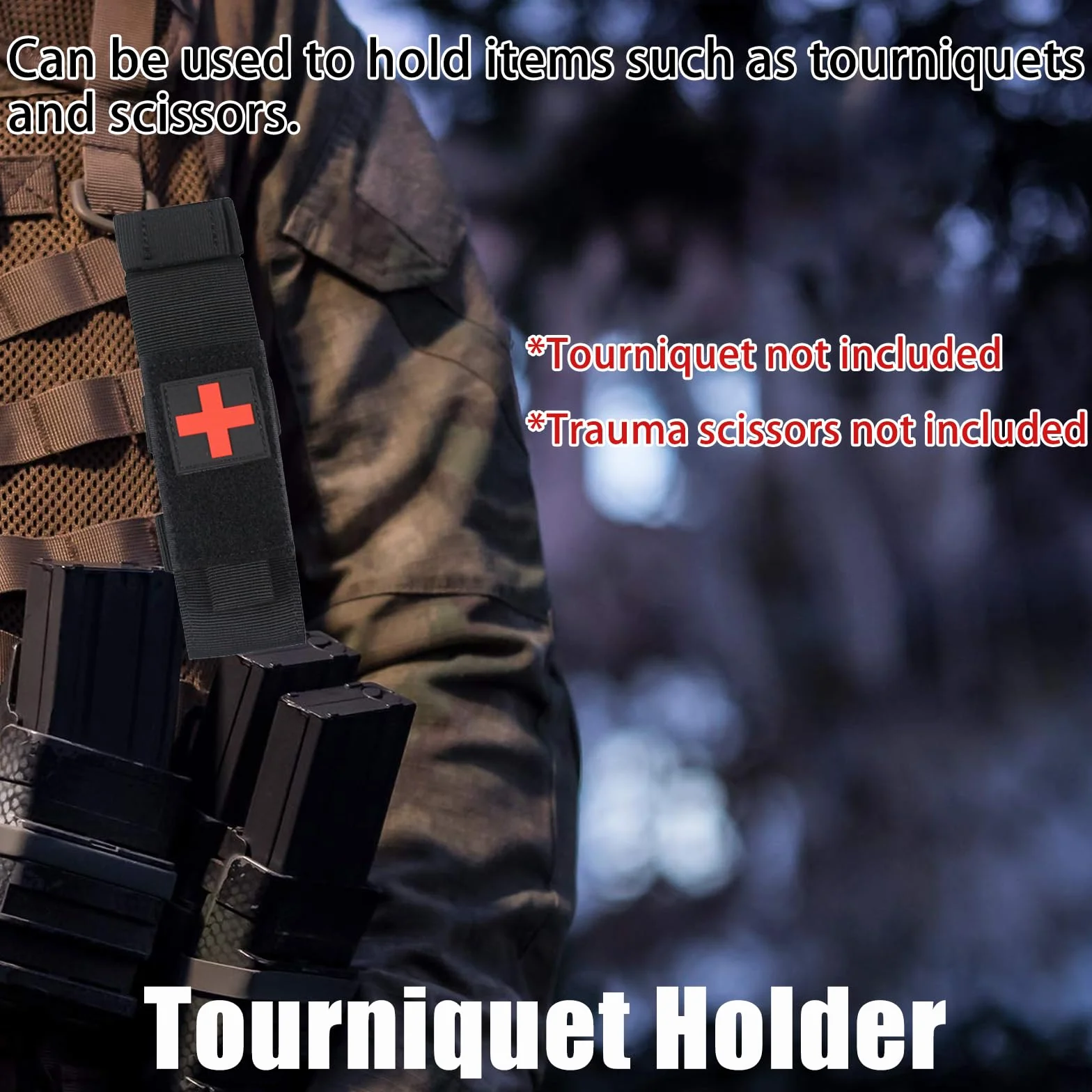 Taktyczny uchwyt na opaskę uciskową Molle, nylon, wodoodporny, do sportów na świeżym powietrzu, na kemping, wędrówki, wspinaczkę, pierwszą pomoc, nagły wypadek, EDC, sprzęt survivalowy, policję