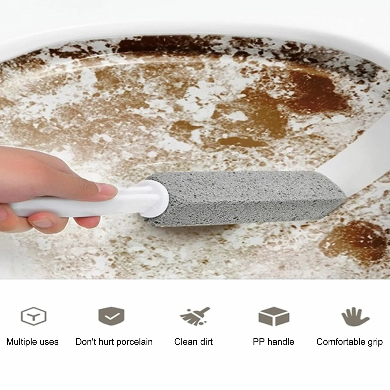 Środek do Czyszczenia Muszli Klozetowej Szczotka do WC Pumeks Szczotka do Czyszczenia Muszli Klozetowej z Zakrzywionym Uchwytem PP do Płytek Grille 2szt
