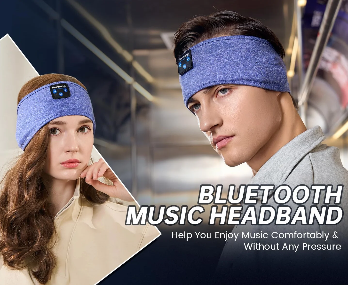 Perytong Słuchawki do spania Bluetooth Opaska na głowę Ultra-miękki pałąk dla śpiących z boku