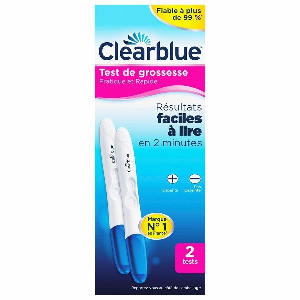 Praktyczny i szybki test ciążowy Clearblue Procter & Gamble, niezawodny w ponad 99%, 2 testy