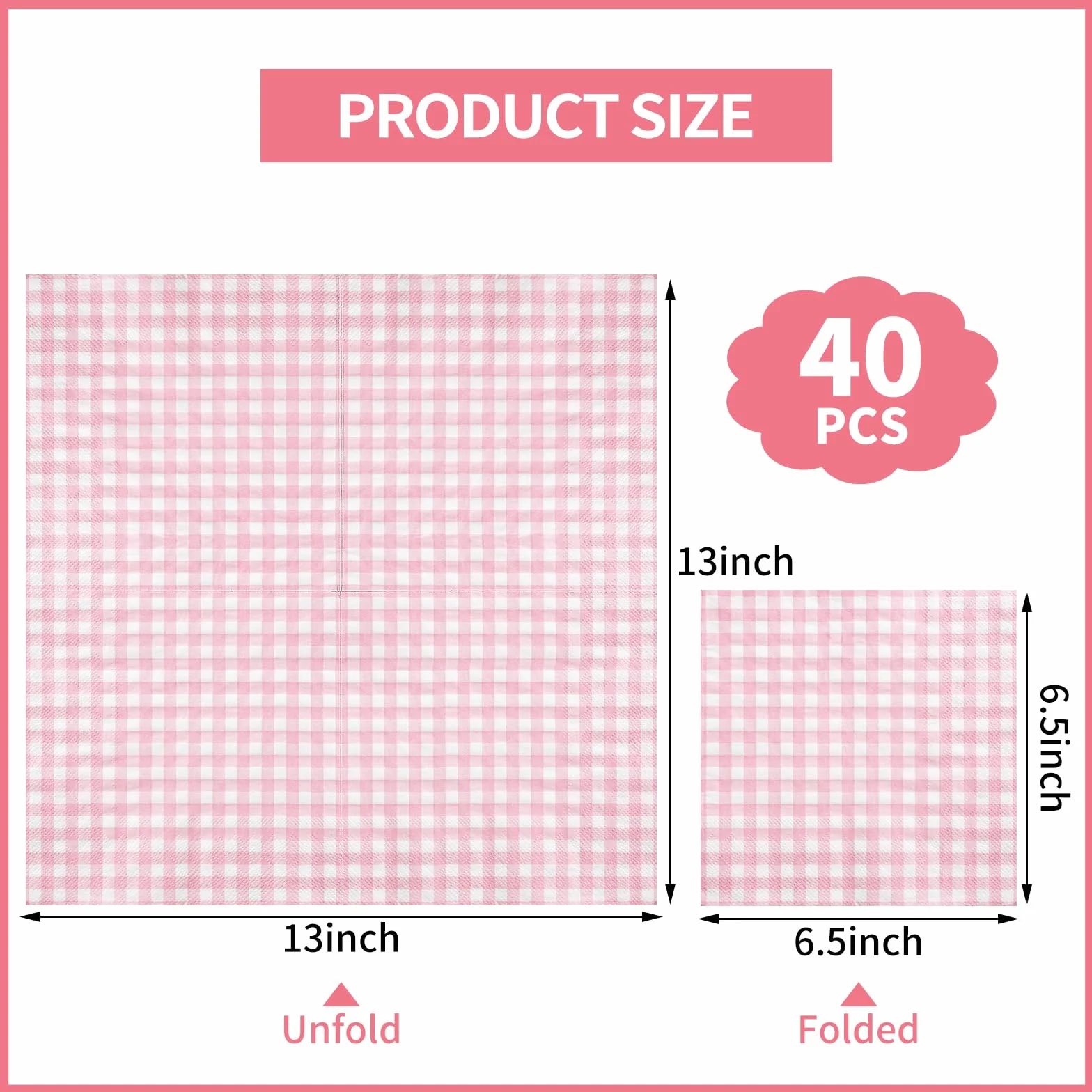 Różowe papierowe serwetki w kratkę 16,5 cm 2-warstwowe jednorazowe na wesela baby shower