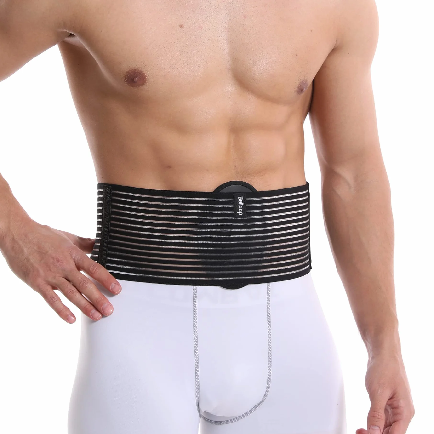 Pas na przepuklinę pępkową. Pas brzuszny na przepuklinę pępkową. Gorset ortopedyczny z podparciem pępkowym - Belltop (L/XL (99 do 130 cm obwodu pępka))