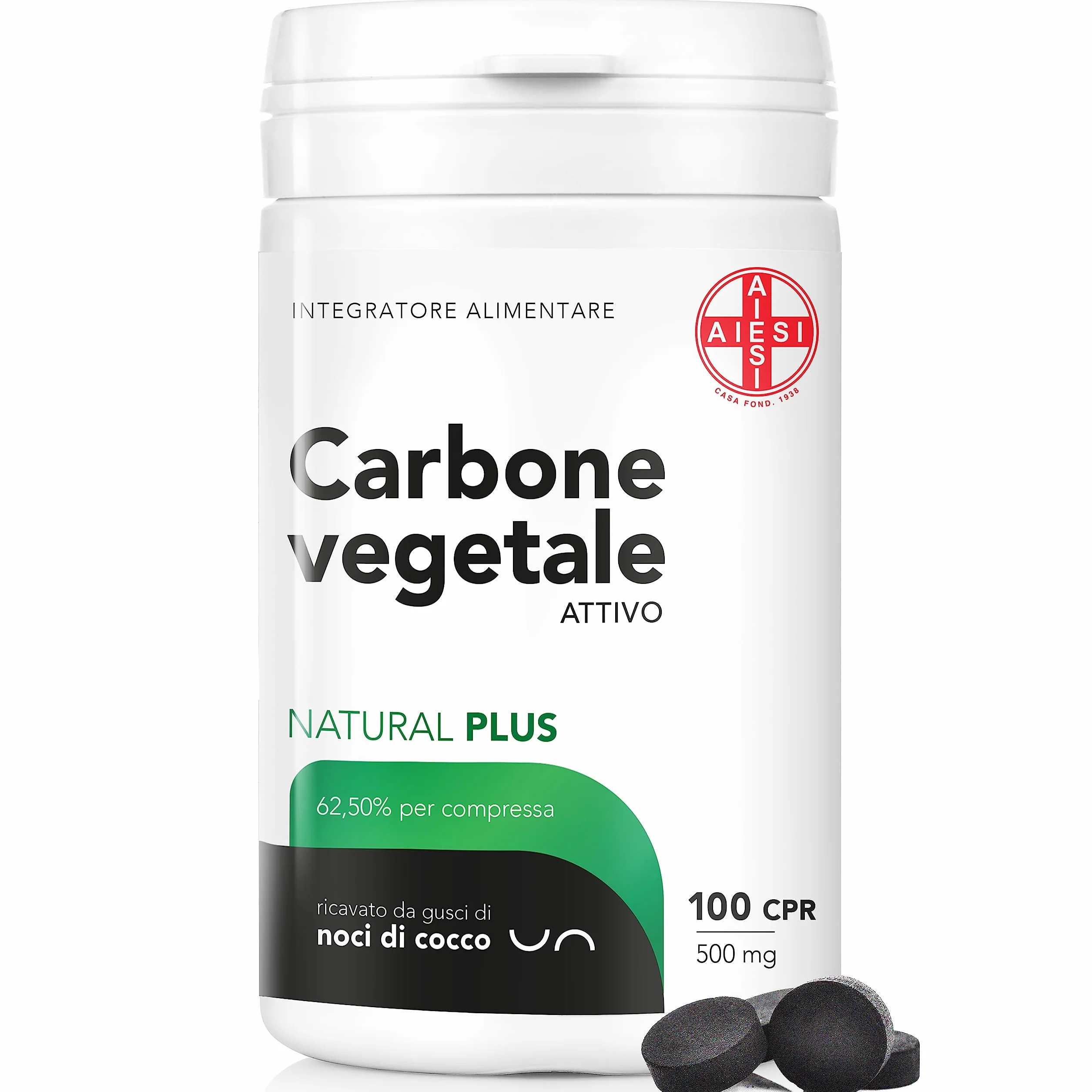 Węgiel Aktywny spożywczy w tabletkach 500 mg 100 sztuk Made in Italy