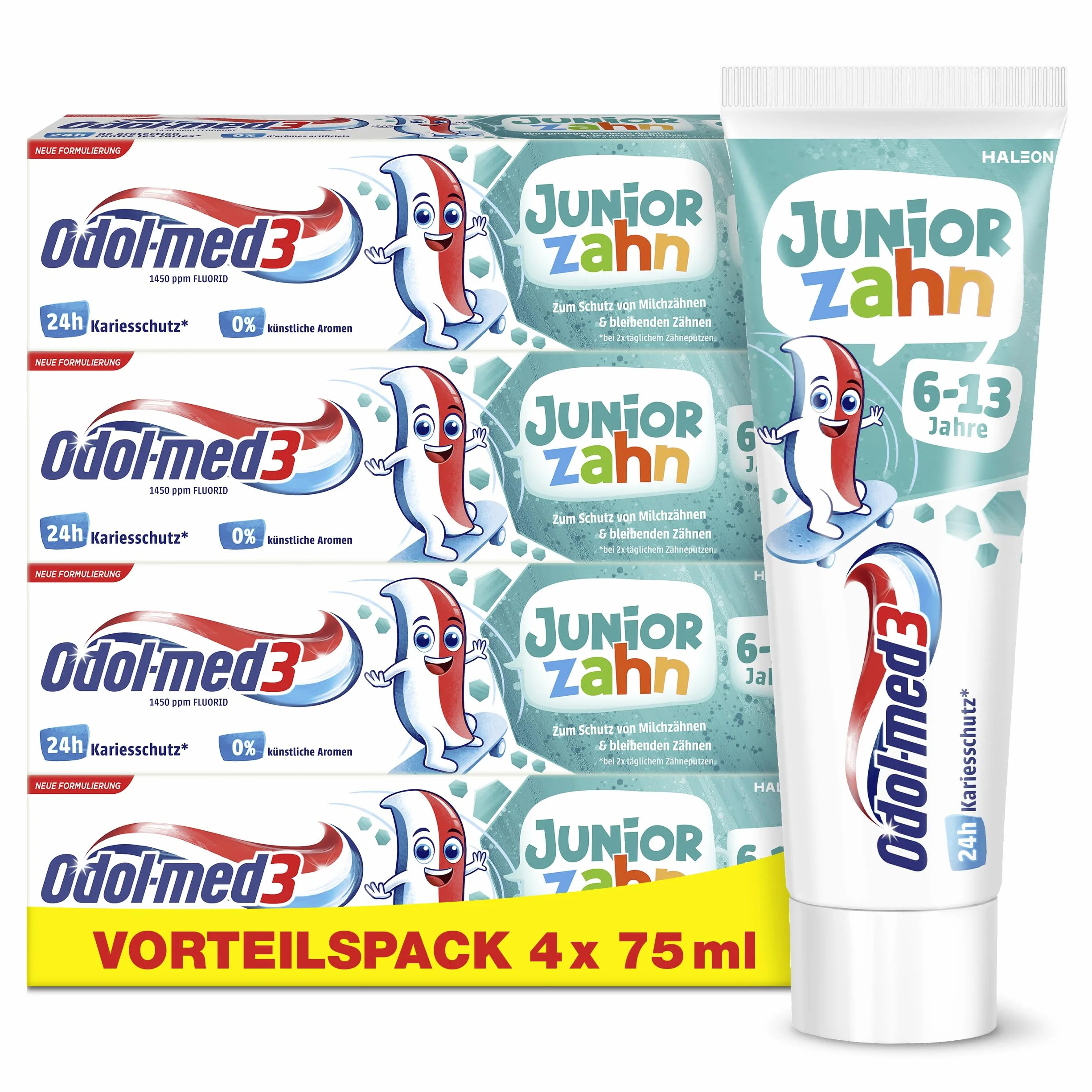 Odol-med3 pasta do zębów dla dzieci 6+ 4 x 75 ml ochrona zębów mlecznych i stałych