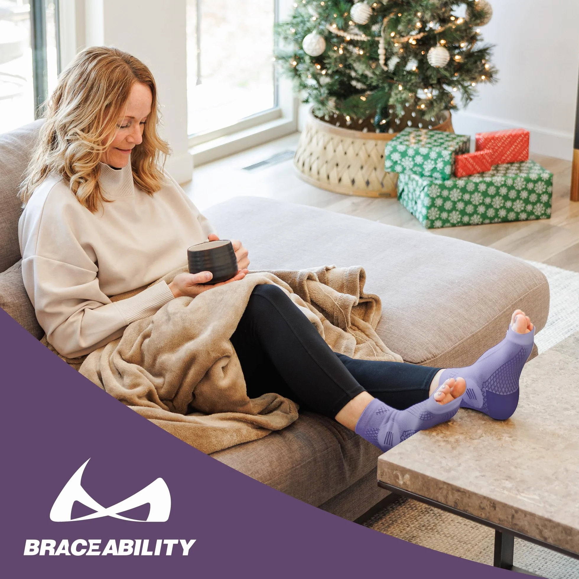 BraceAbility skarpety z kompresją obwodowego zapalenia nerwów, bez palców, XL