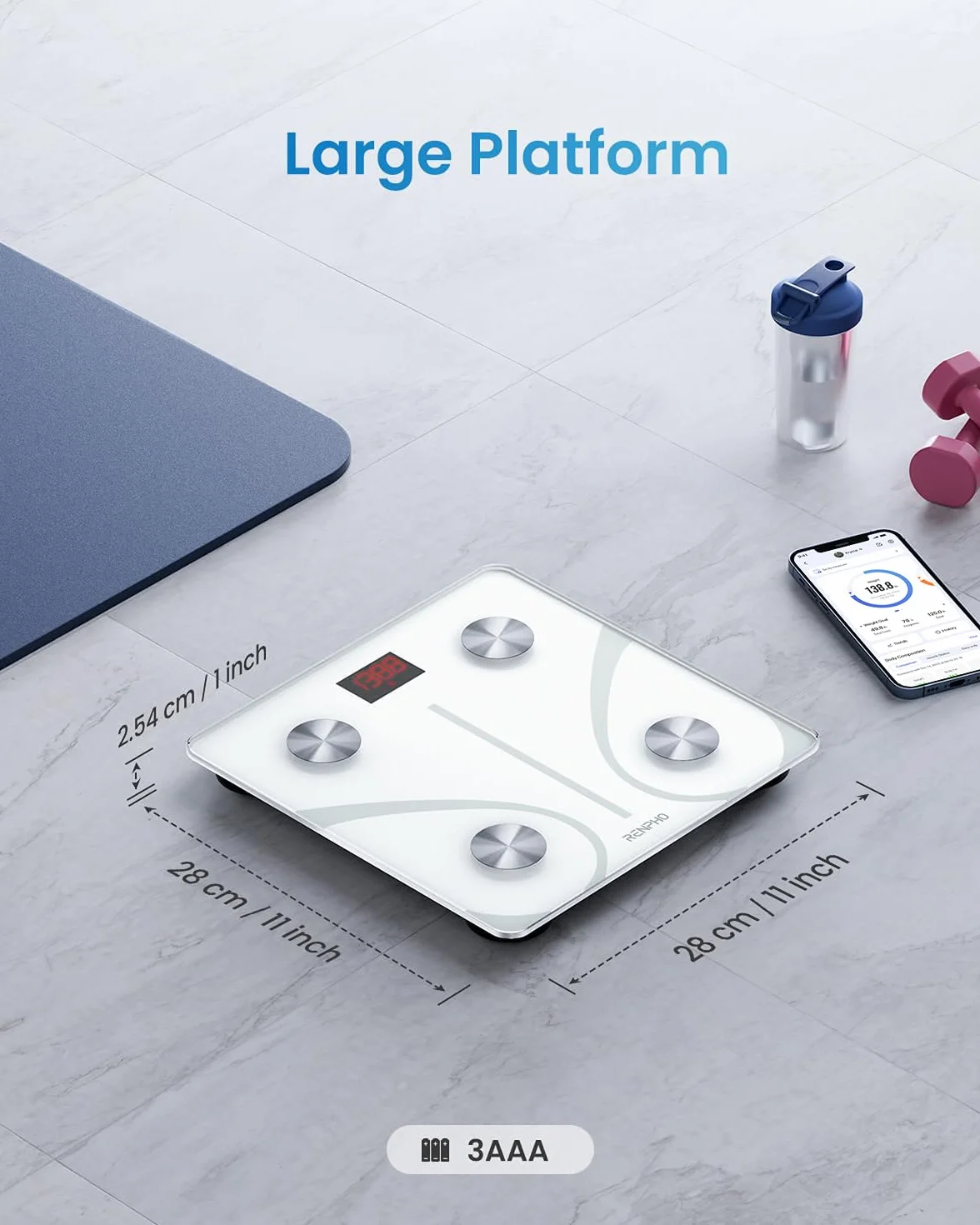RENPHO Cyfrowa waga łazienkowa Bluetooth analiza tkanki tłuszczowej BMI