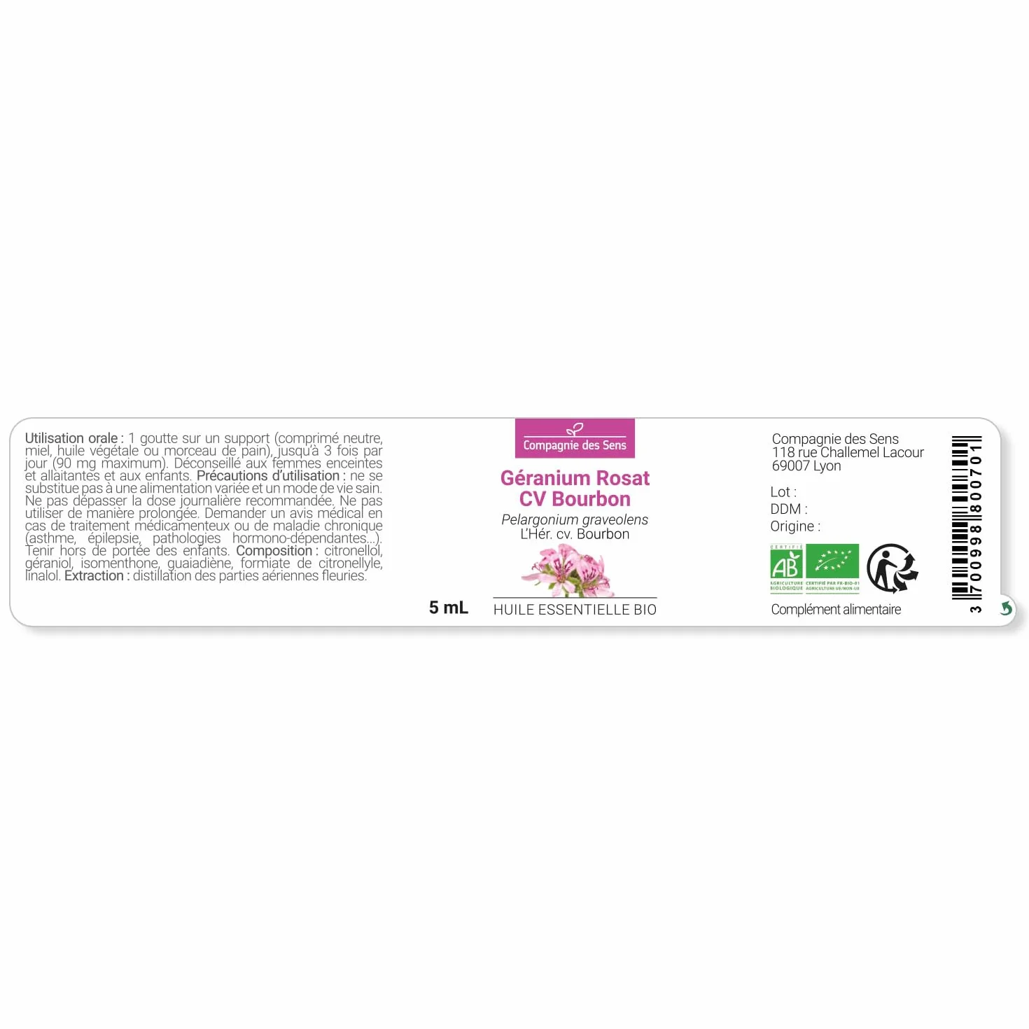 Olejek eteryczny Geranium Bourbon BIO 10 ml 100% Czysty Naturalny ChromaCert® Chemotypowany Integralny