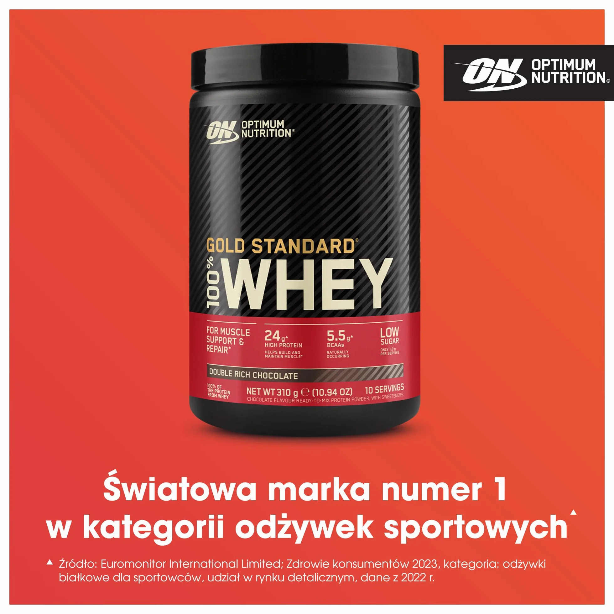 ON Gold Standard 100% Whey Odżywka białkowa podwójna czekolada 310 g