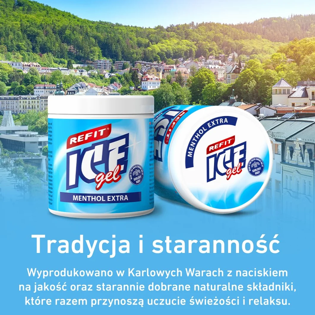 Refit Ice Gel Menthol Extra XXL 500 ml – Extra żel przeciwbólowy – maść chłodząca - wysoka zawartość mentolu – ekstra chłodzący – do regeneracji i relaksacji – unikalna formuła
