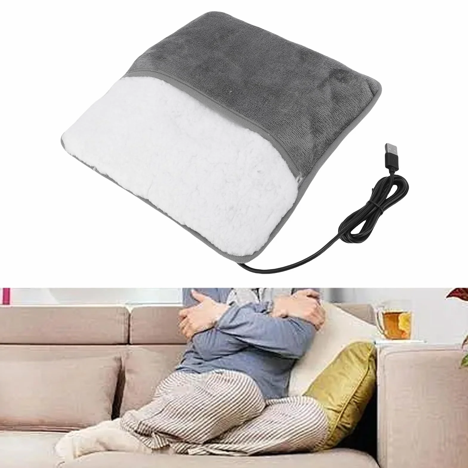 Garsent Elektryczne Podgrzewanie Stóp, Miękka Podkładka do Ogrzewania Stopy Polaru, Wtyczka USB do Podkładki Ogrzewania Stóp, Bezwodna Elektryczna Podkładka Ciepła do łóżka, Brzuch,