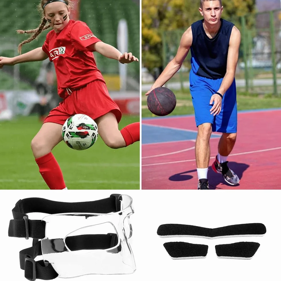 Maska na nos, piłka nożna, ochrona nosa, regulowana ochrona twarzy z wyściółką, siatkówka, ochrona twarzy, piłka nożna, sportowa, treningowa, maska na twarz dla dorosłych, uniseks