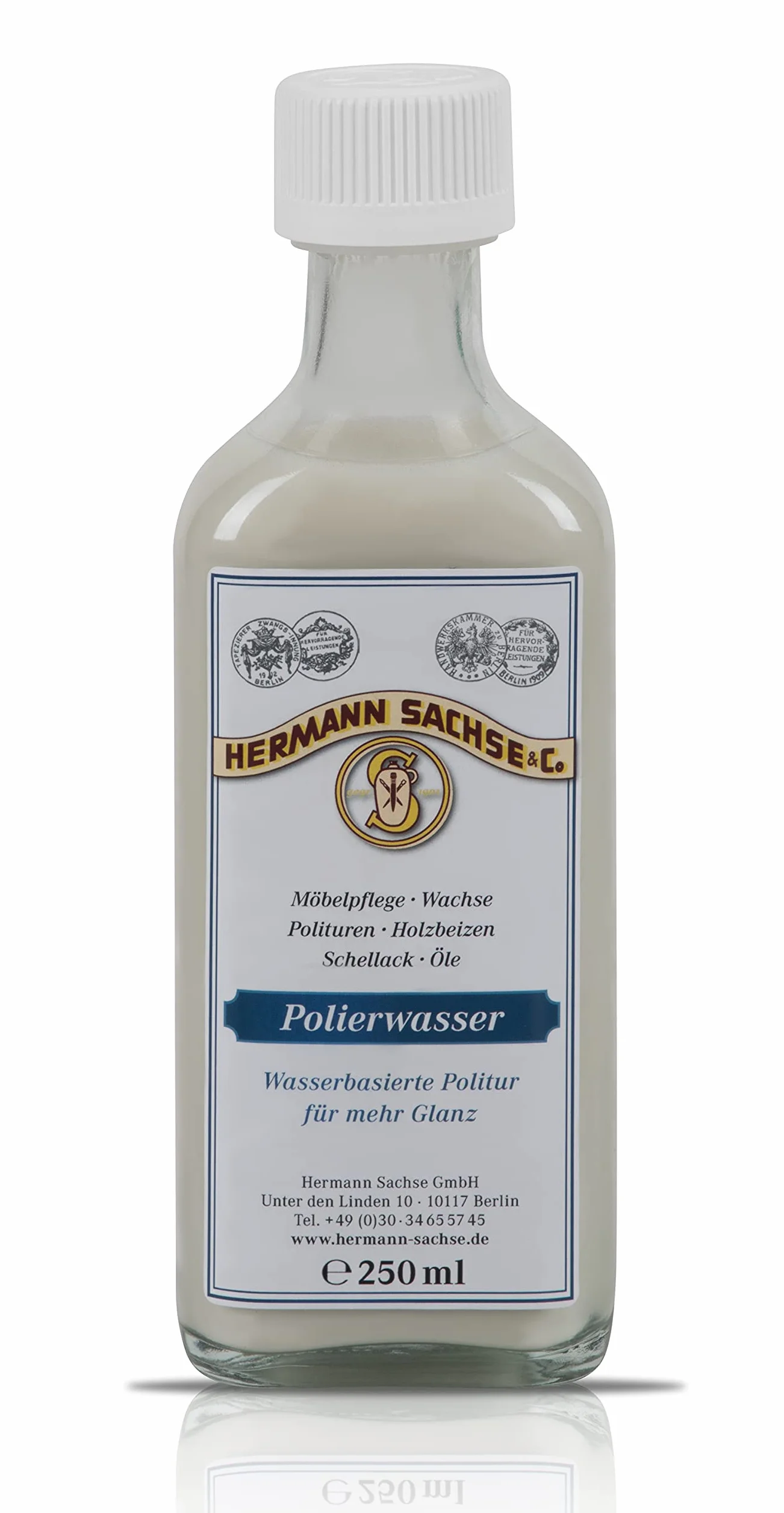 Hermann Sachse Möbelpolitur Polierwasser 250ml Hochglanzpolitur Schellack elegant pflegen