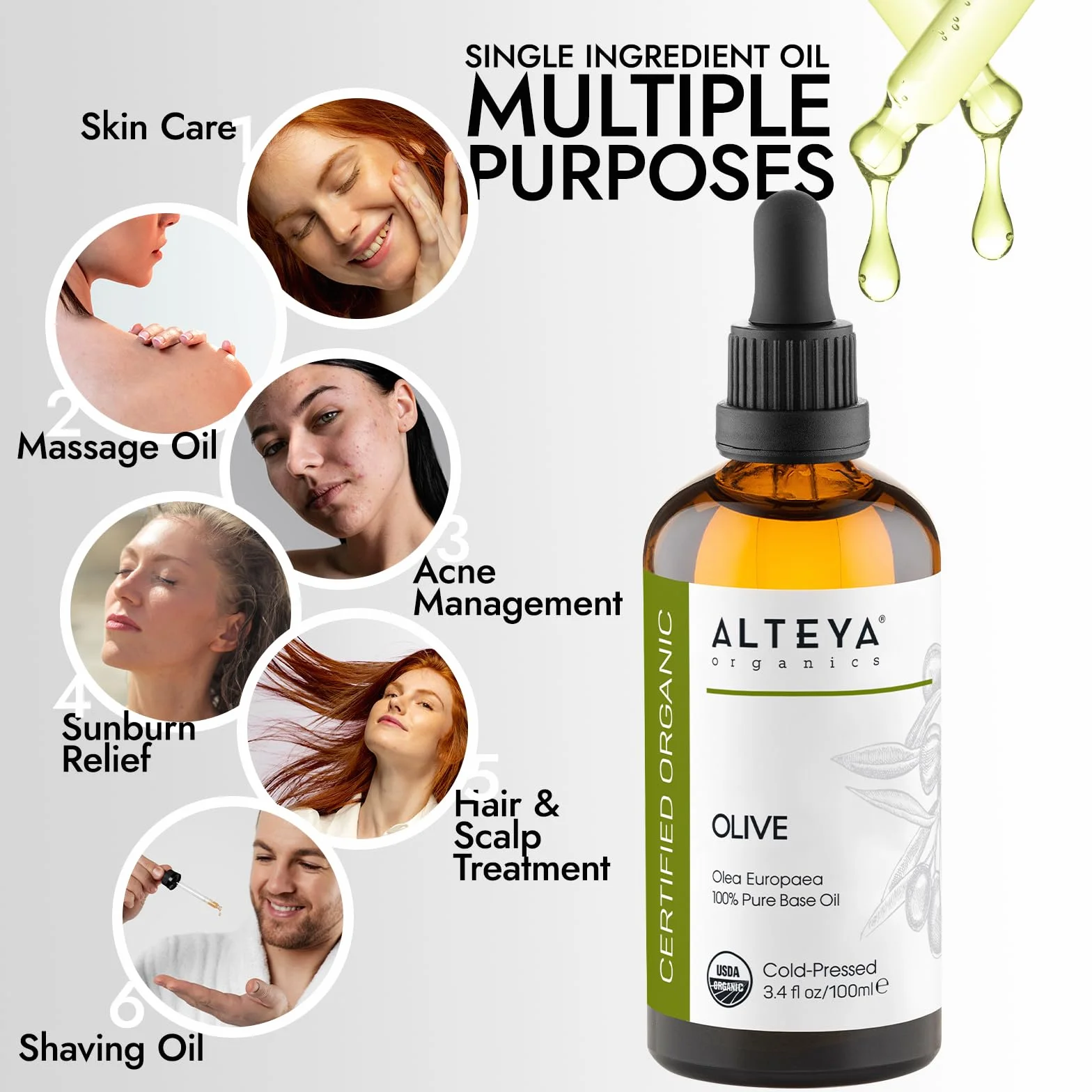 Alteya Bio oliwa z oliwek 100 ml – 100% certyfikowana przez USDA czysty naturalny olej nośny – odżywcze i nawilżające pielęgnacja skóry premium o jakości terapeutycznej