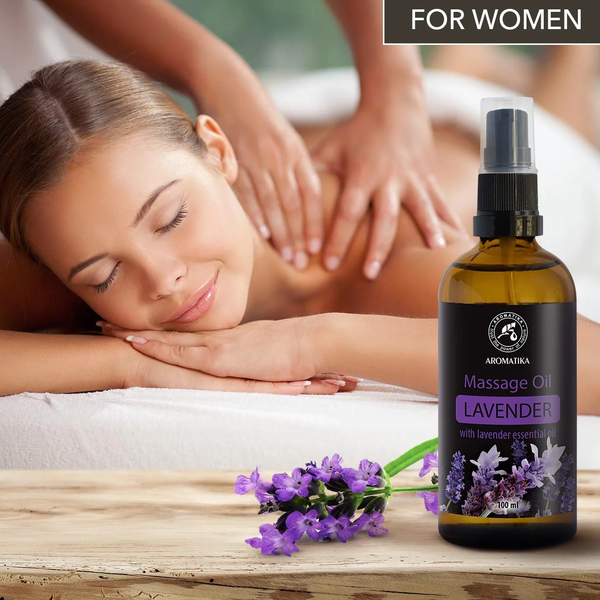 Lavender Massage Oil 100ml - 100% Natural Lavender Body Massage Oil - Natural Cosmetics - De-Stress - Good Sleep - Calming - Skin Care - Beauty - Body Massage - Soft Relaxing Aroma Oil