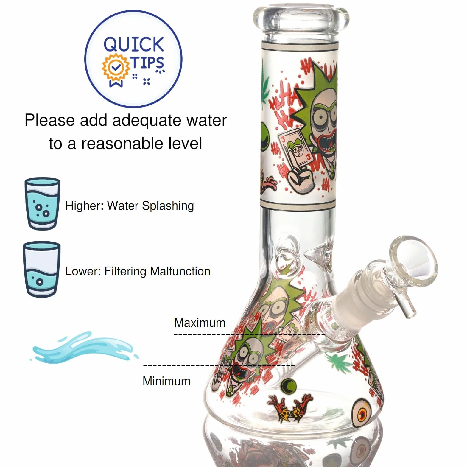 Masenyee szklana bong 20 cm 14,5 mm miska sitko fajka wodna Chillum Jade White