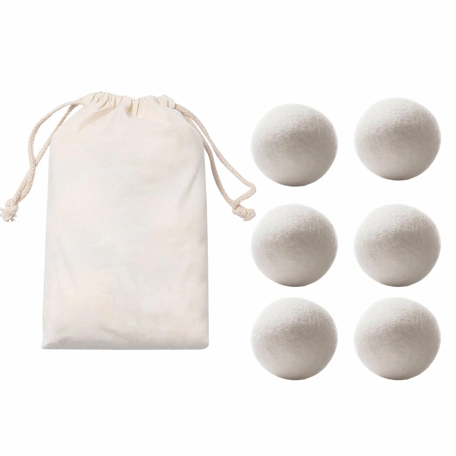 Wool Dryer Ball Set of 6, Fabric Softener Alternative, 6cm Diameter, Quick-Drying Aid for Laundry
