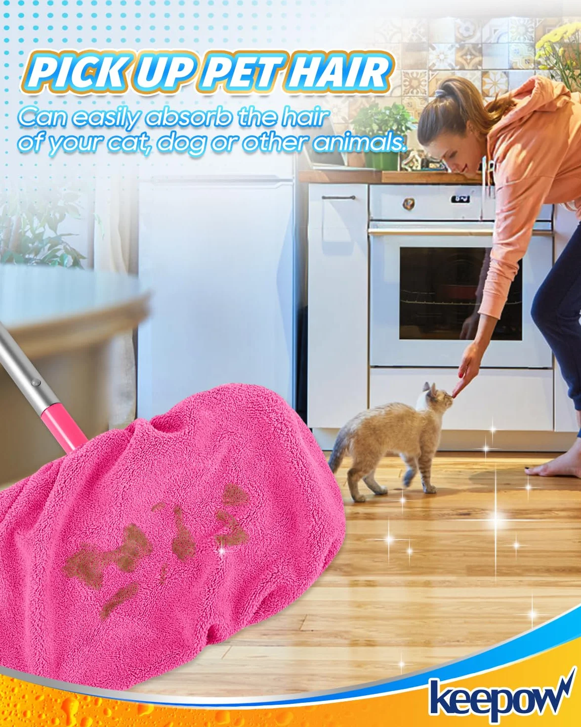KEEPOW Ściereczki do mopu Swiffer bawełniane 25,4x11,5cm 6 sztuk