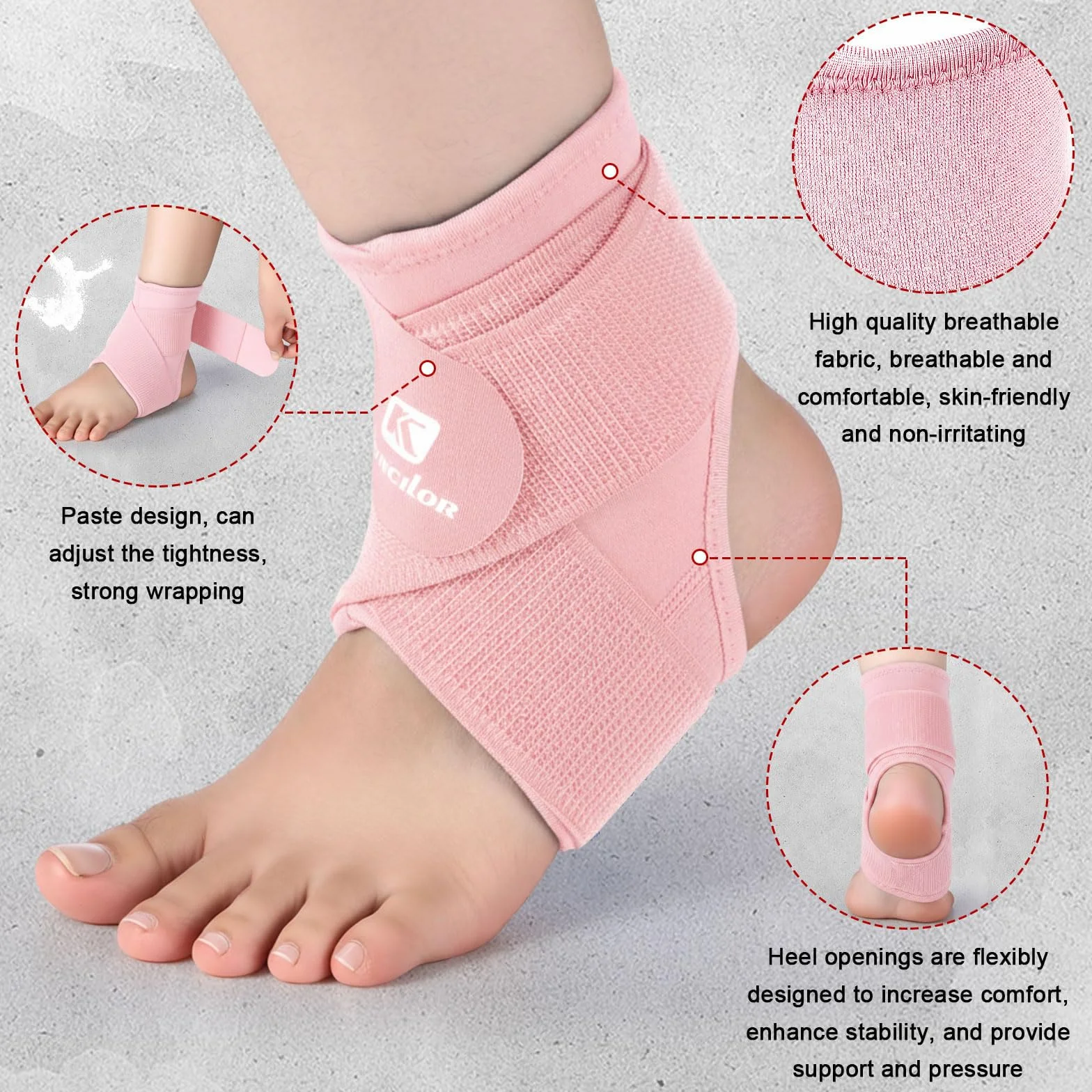 Lilbitty 2 szt. Knöchelbandage dla dzieci, sportowe wsparcie kostki, skręcenie, neopren, oddychający rękaw kompresyjny z regulowanym owijaniem (różowy, S)