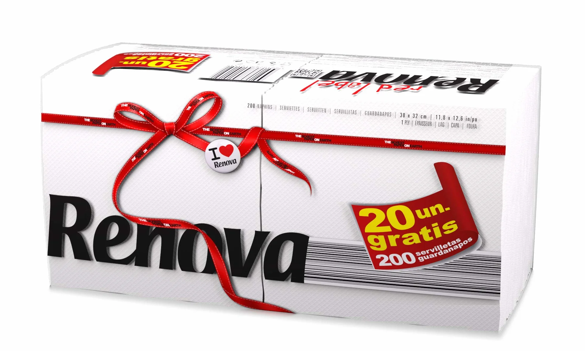Renova serwetki Red label, ekstra miękkość, 1 składana, 200 serwetek