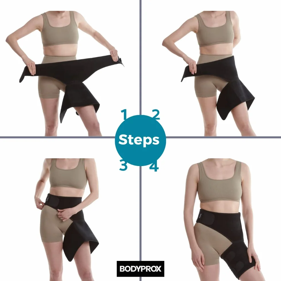 Bodyprox Groin Wrap, regulowane wsparcie dla bólu bioder, uchwytu, ścięgna, uda i nerwu kulszowego