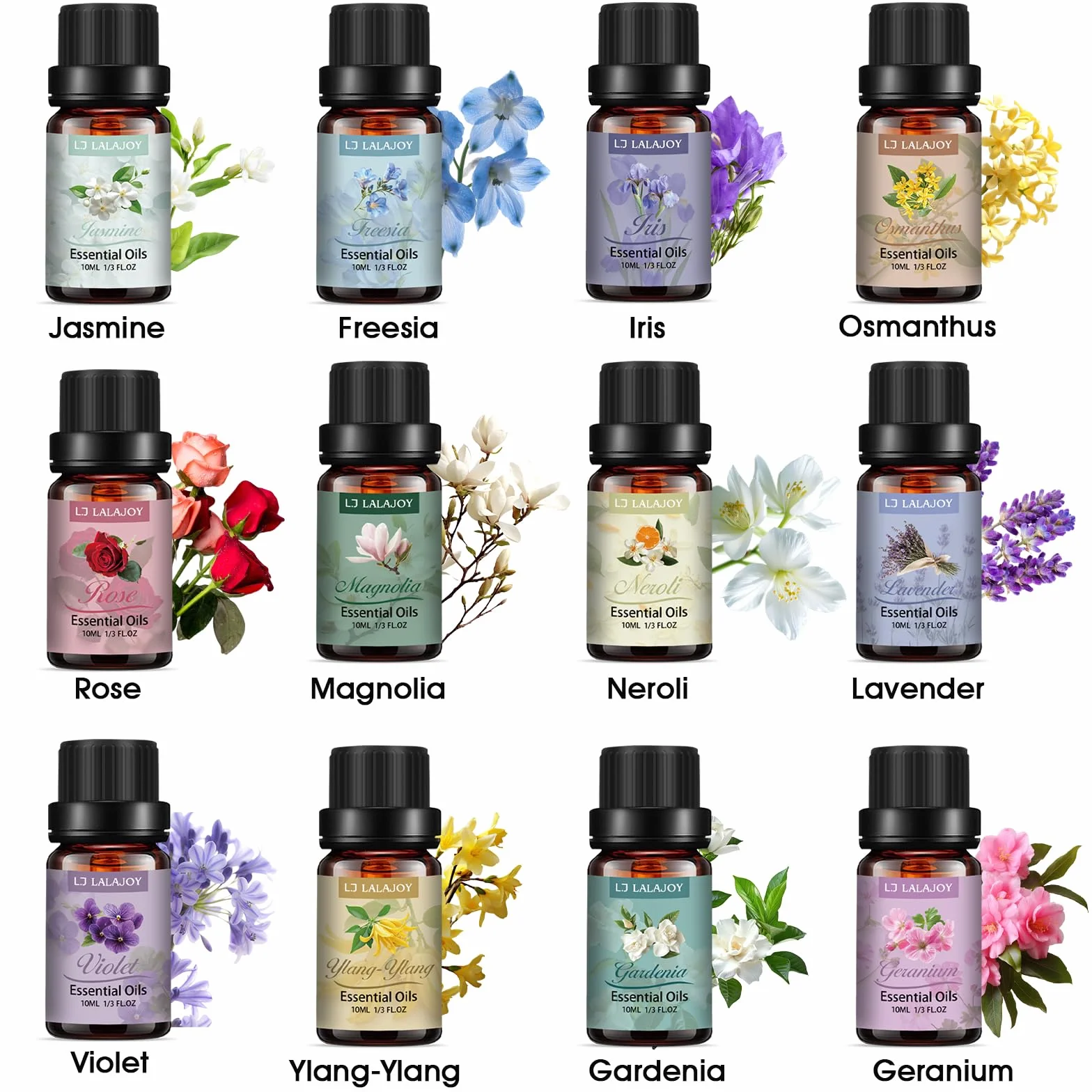 Zestaw olejków eterycznych 12 x 10 ml do dyfuzora, aromaterapii, produkcji mydła i świec