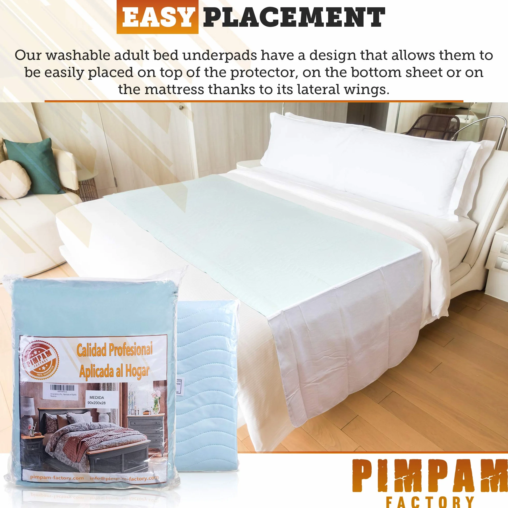 PimPam Factory Podkładki do łóżka dla dorosłych Zmywalne 90 x 85 cm 5 warstw - Wodoodporny podkładkę wielokrotnego użytku - Super chłonny ochraniacz na łóżko - podkładki dla niemowląt