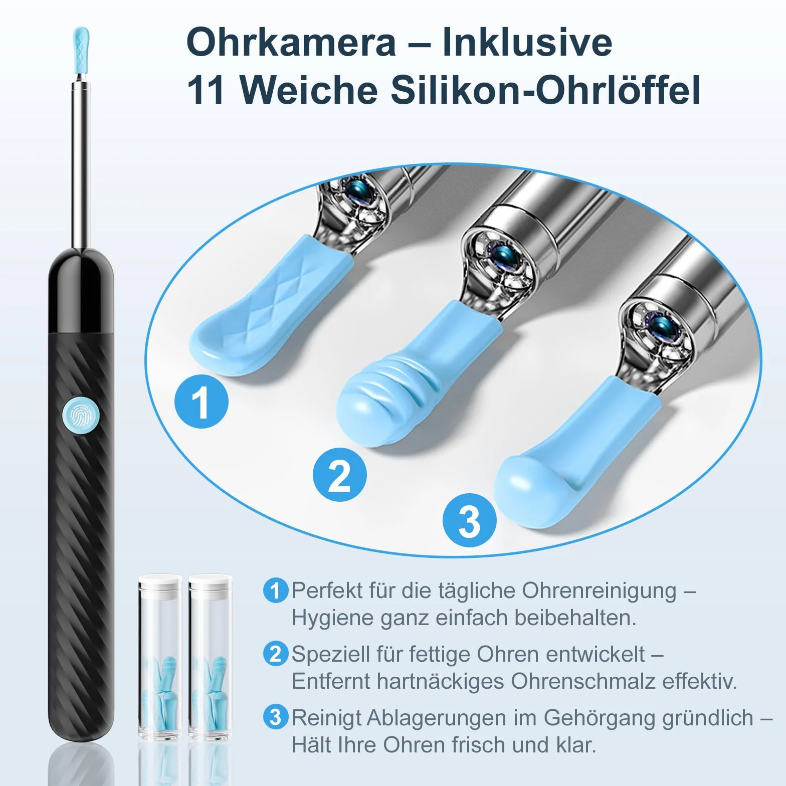 Ear Wax Removal Otoscope - Earwax Remover Tool with 7 Pcs Ear Set - 1080P HD Ear Cleaner - Camera with 6 Led Lights - Ear Cleaning Kit with 11 Ear Spoon - Ear Camera for iOS & Android
