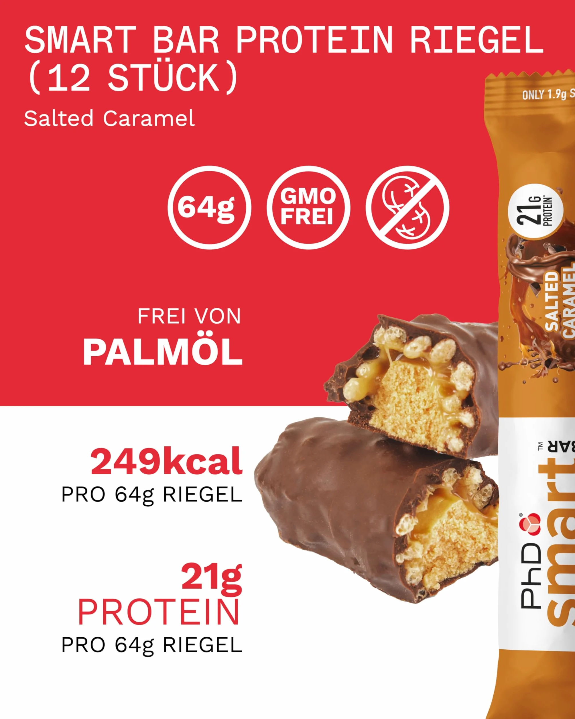 PhD Nutrition Smart Plant Bar baton proteinowy wegański 20g białka 64g 12 sztuk solony karmel